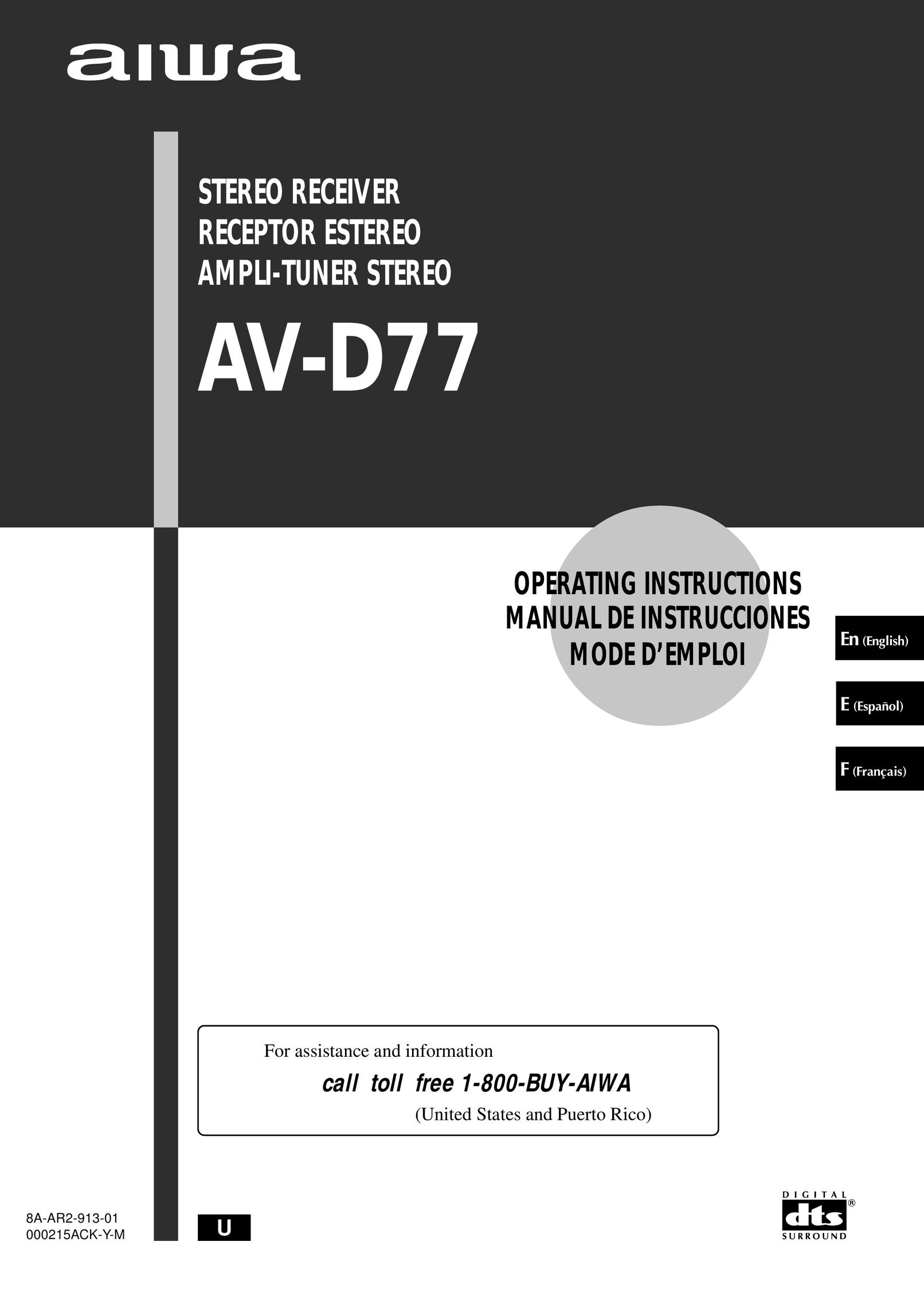 Aiwa AV-D77 Stereo System User Manual