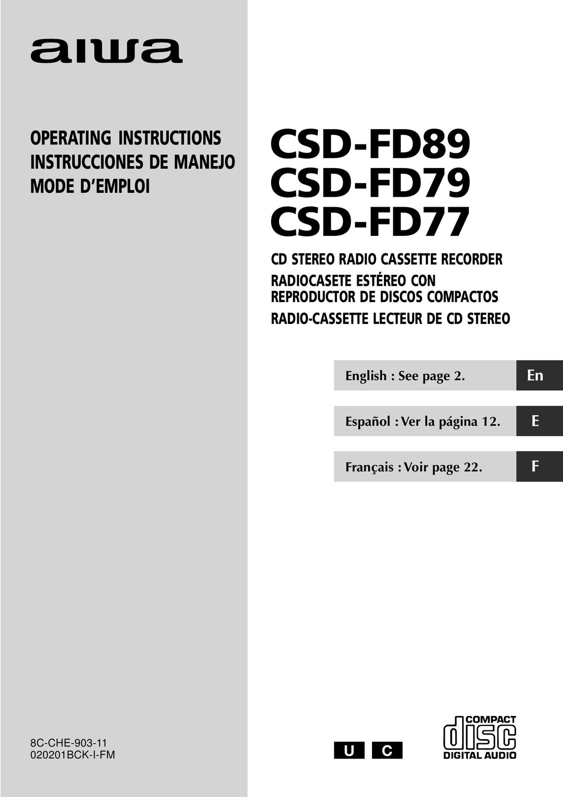 Aiwa CSD-FD77 Stereo System User Manual
