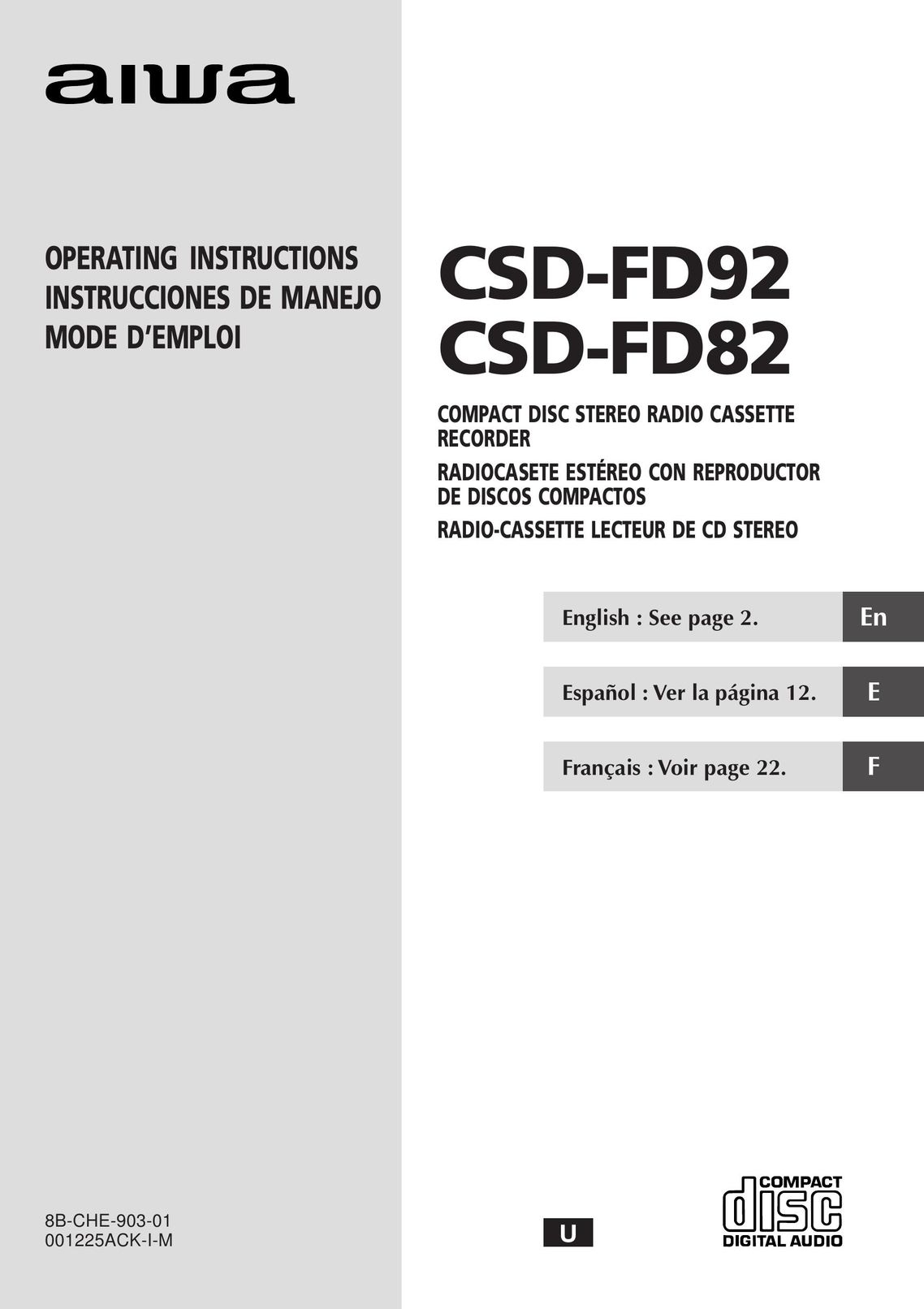 Aiwa CSD-FD82 Stereo System User Manual