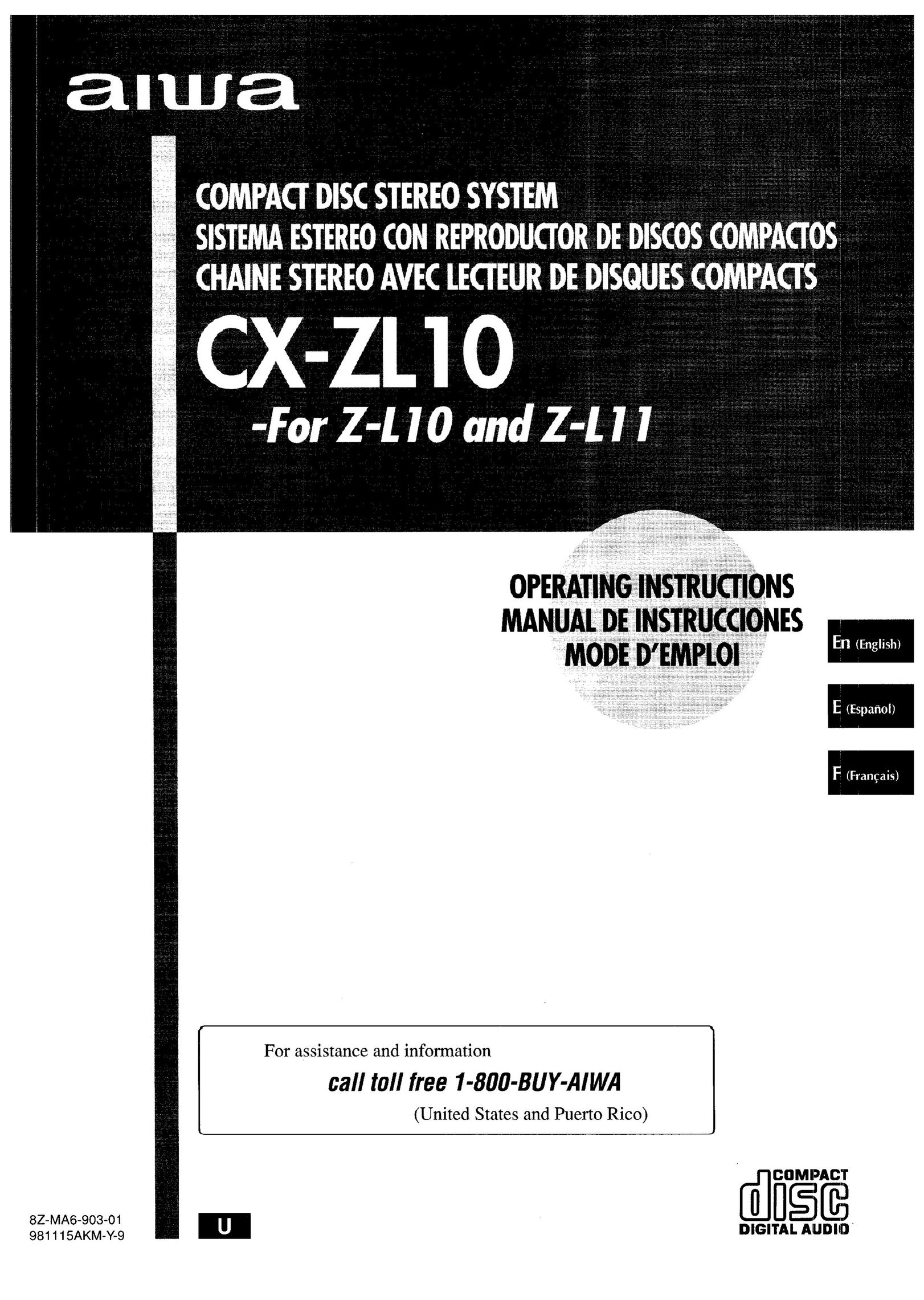 Aiwa CX-ZL10 Stereo System User Manual