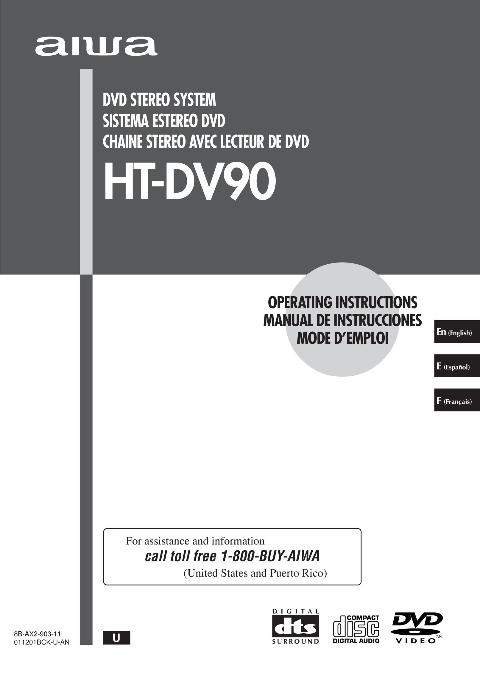 Aiwa HT-DV90 Stereo System User Manual