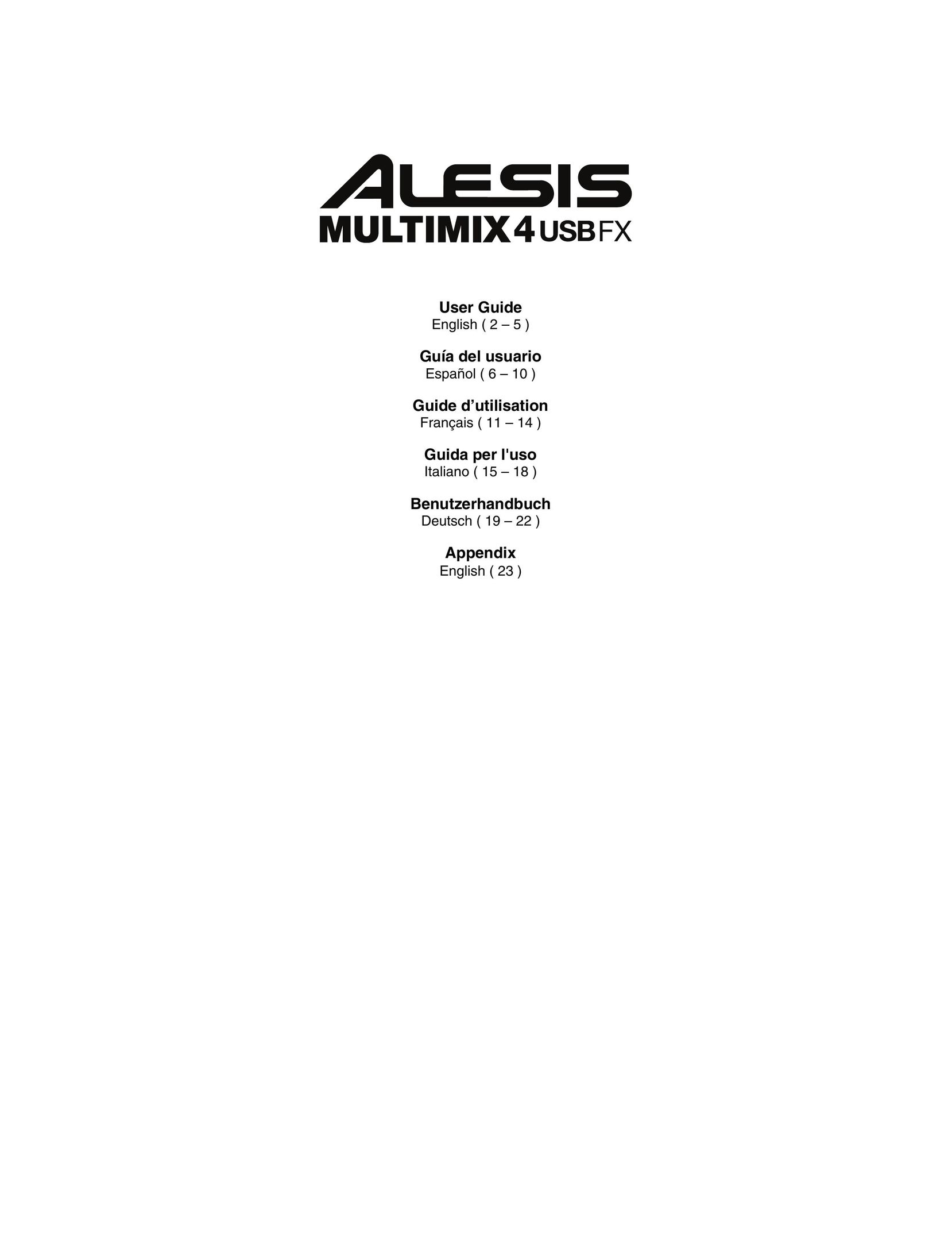Alesis MultiMix 4 USB FX Stereo System User Manual