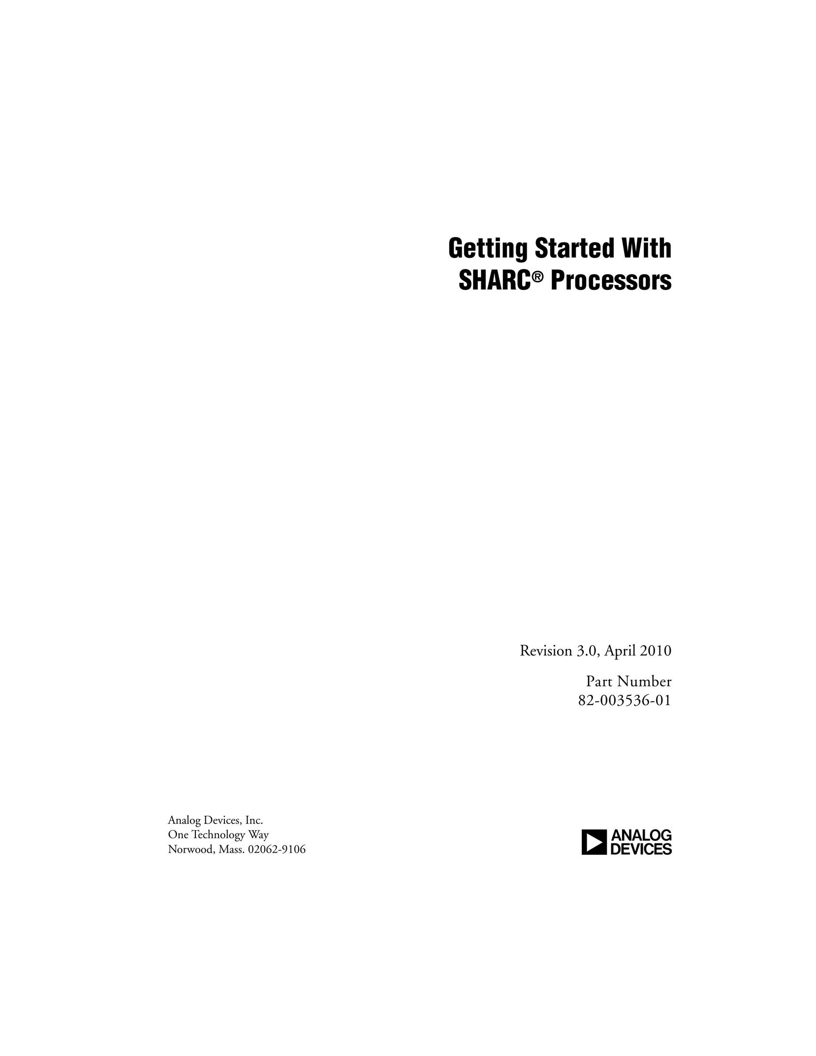 Analog Devices 82-003536-01 Stereo System User Manual