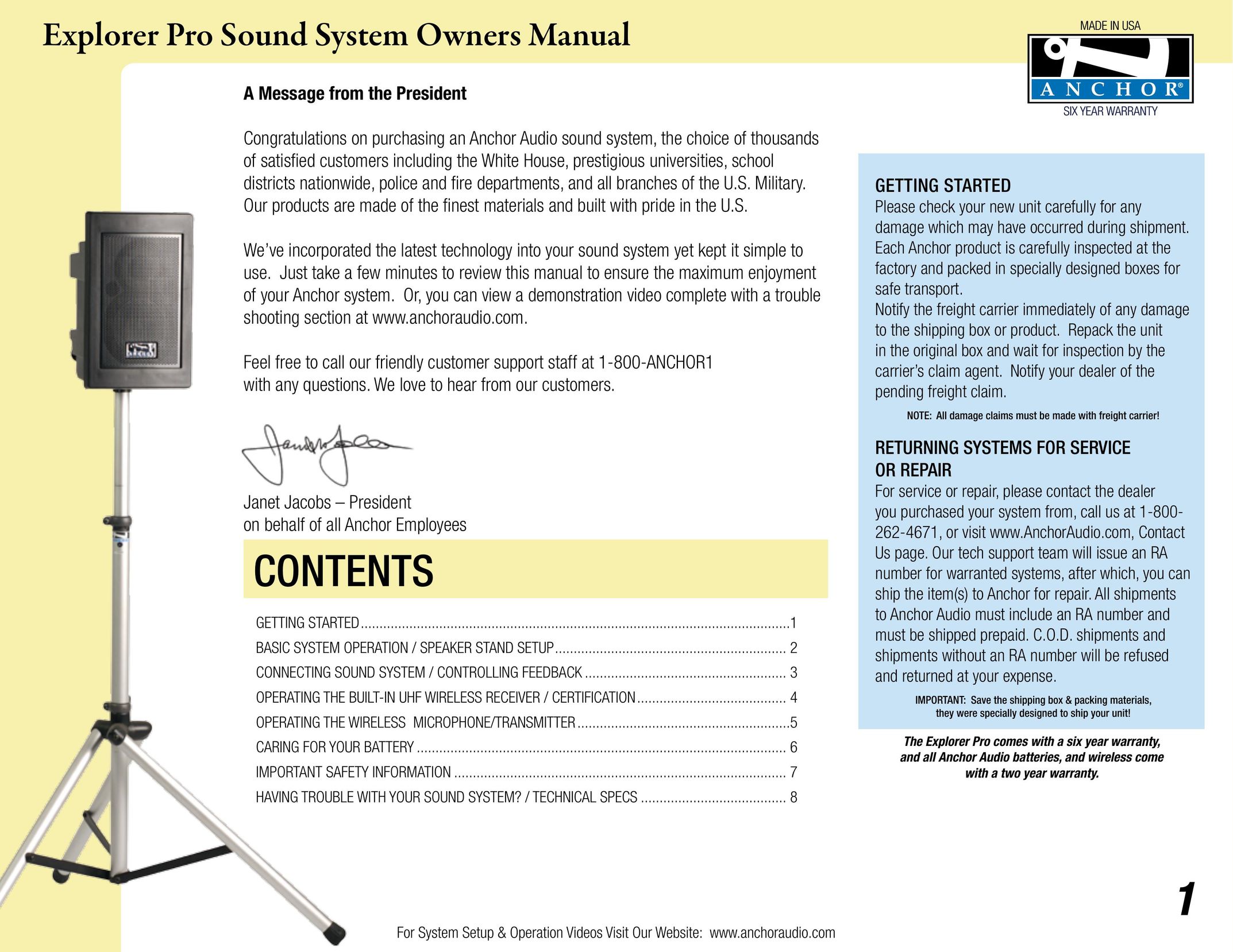 Anchor Audio Explorer Dual Basic Pack Stereo System User Manual