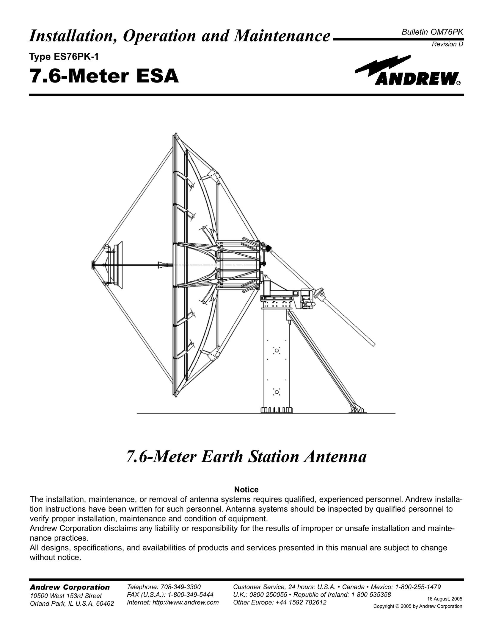 Andrew ES76PK-1 Stereo System User Manual