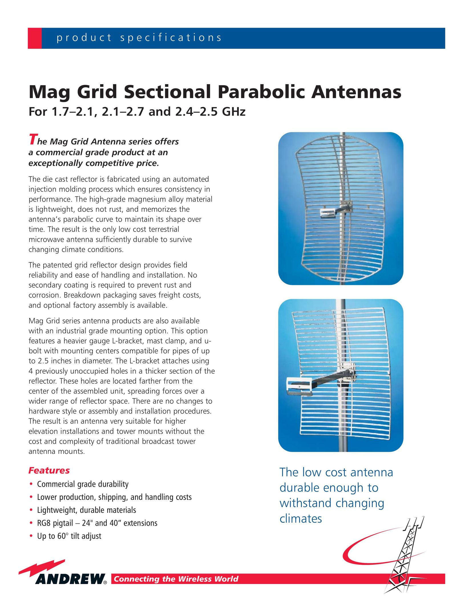 Andrew Grid Sectional Parabolic Antennas Stereo System User Manual