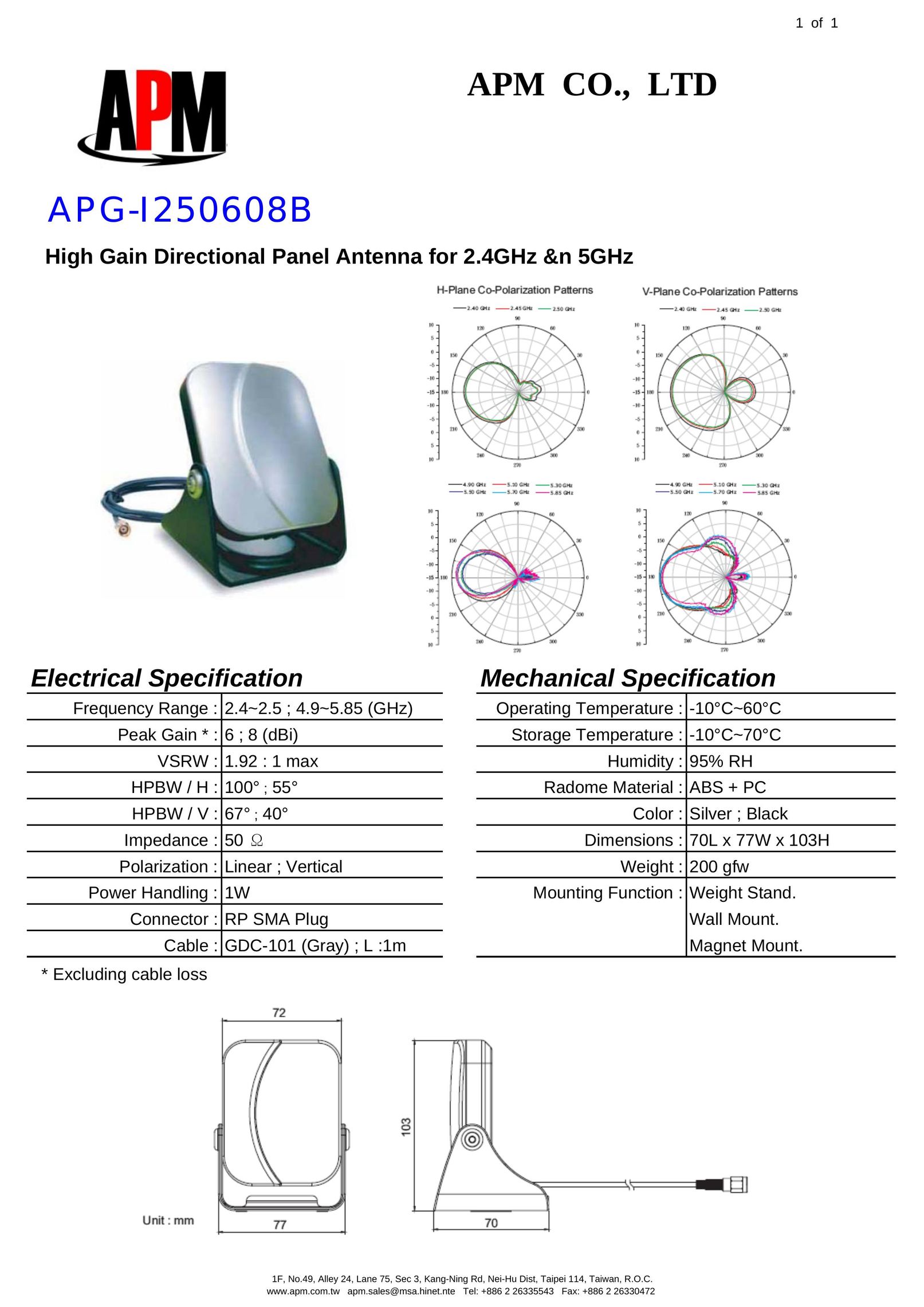 APM APG-I250608B Stereo System User Manual