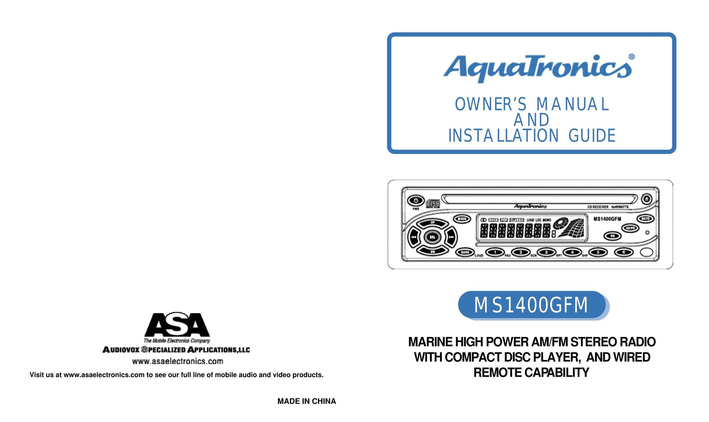 ASA Electronics MS1400GFM Stereo System User Manual