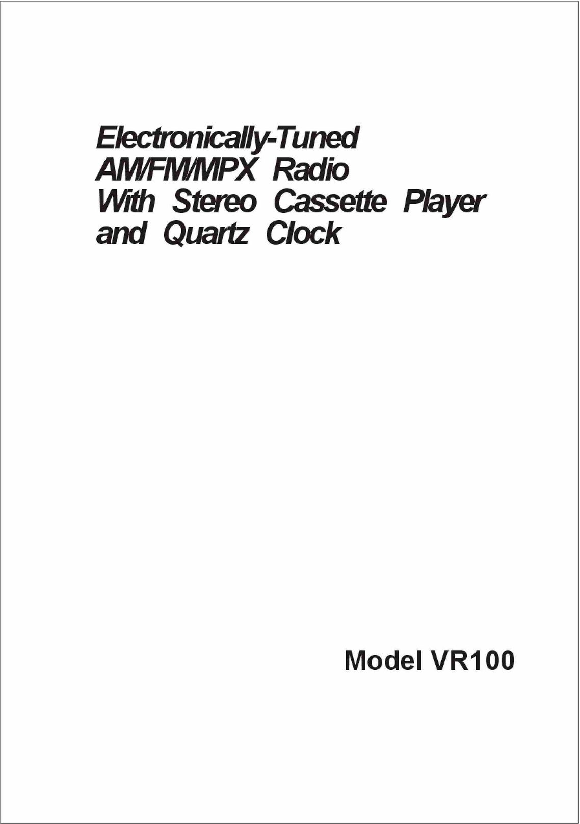 ASA Electronics VR100 Stereo System User Manual