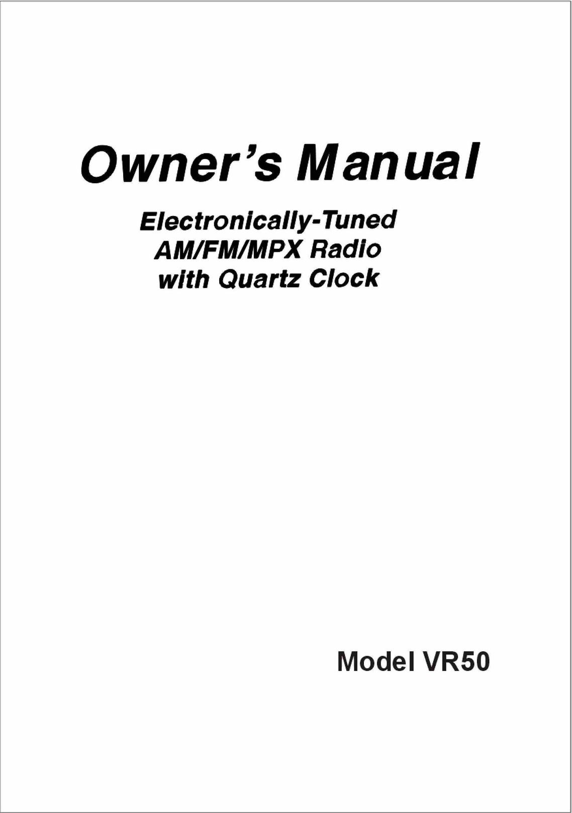 ASA Electronics VR50 Stereo System User Manual