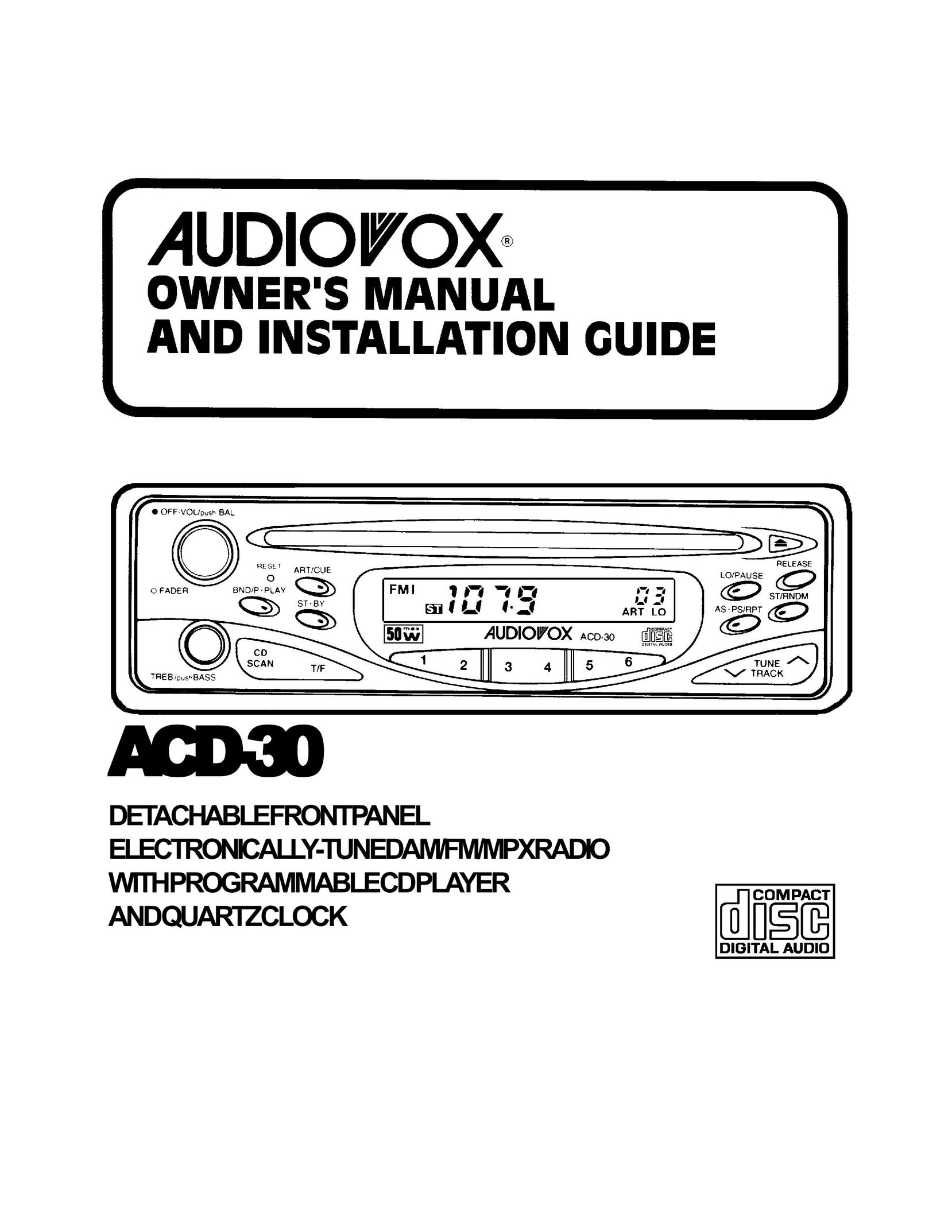 Audiovox ACD-30 Stereo System User Manual