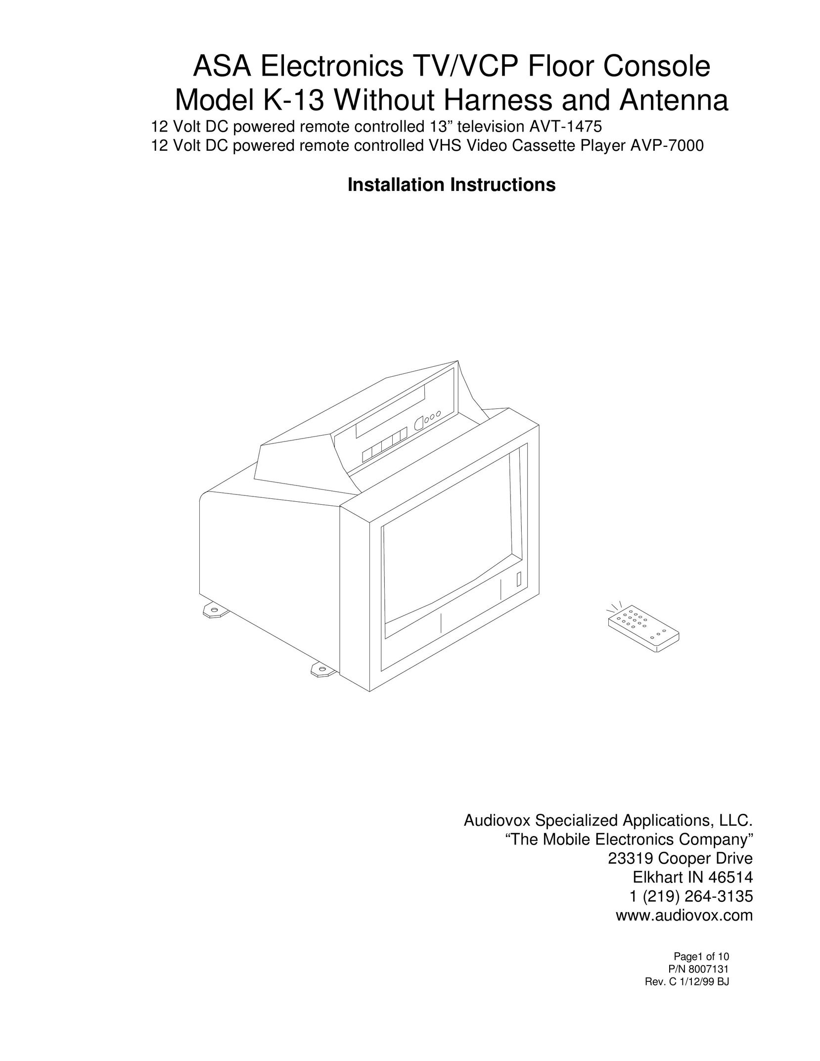 Audiovox K-13 Stereo System User Manual