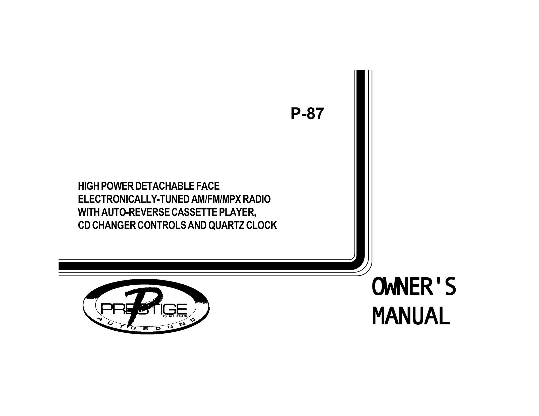 Audiovox P-87 Stereo System User Manual