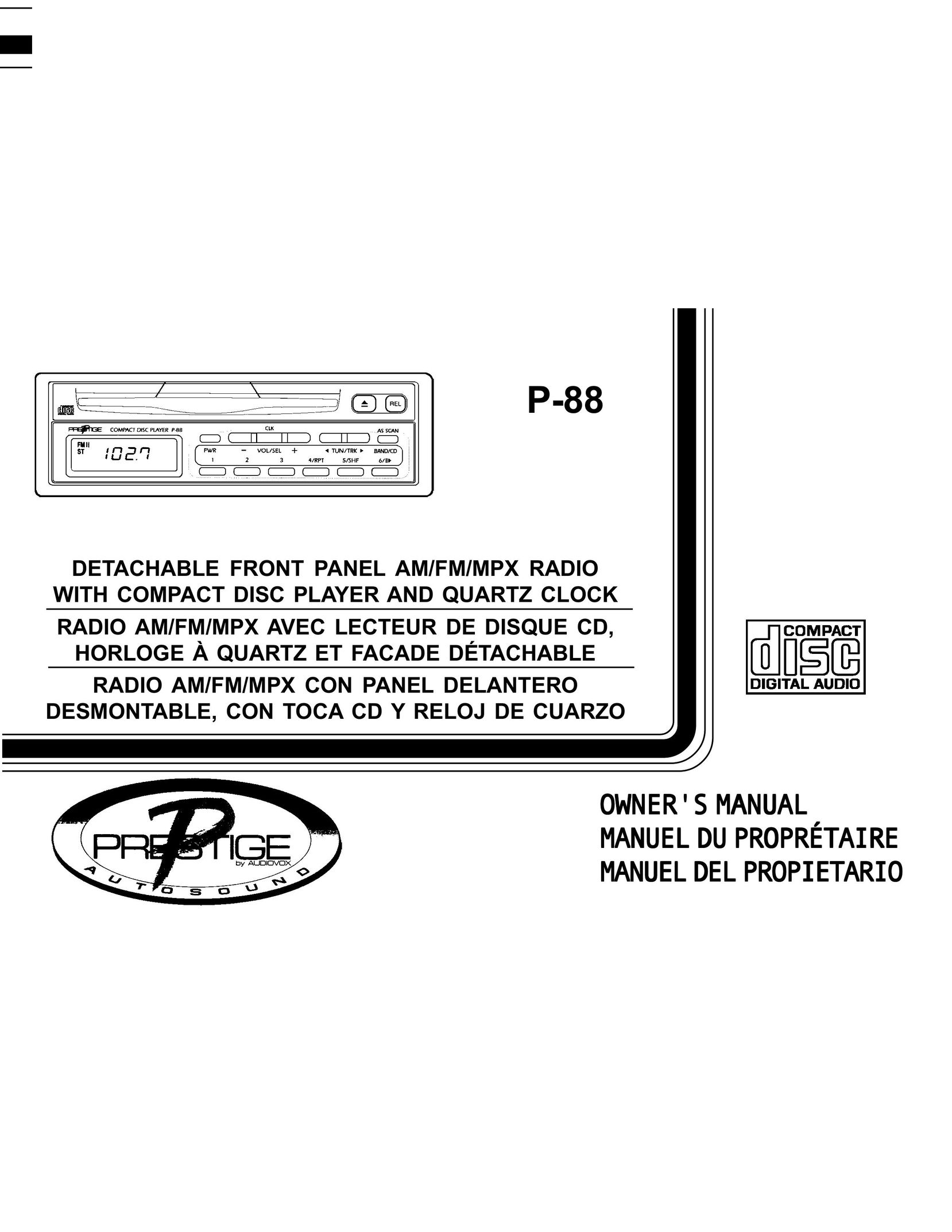 Audiovox P-88 Stereo System User Manual