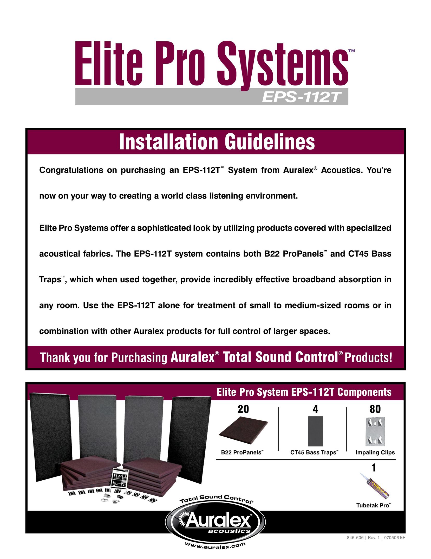 Auralex Acoustics EPS-112T Stereo System User Manual