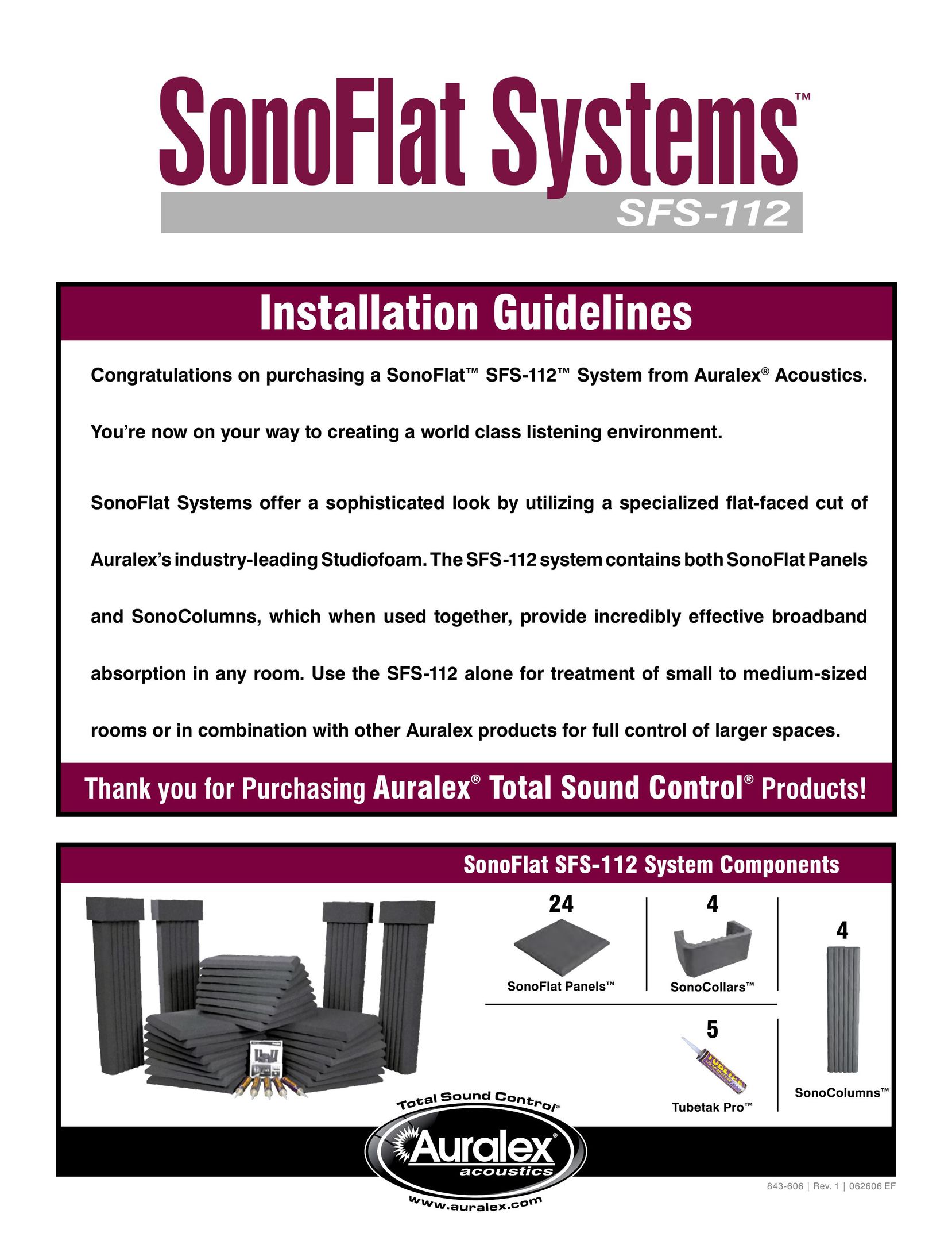 Auralex Acoustics SFS-112 Stereo System User Manual