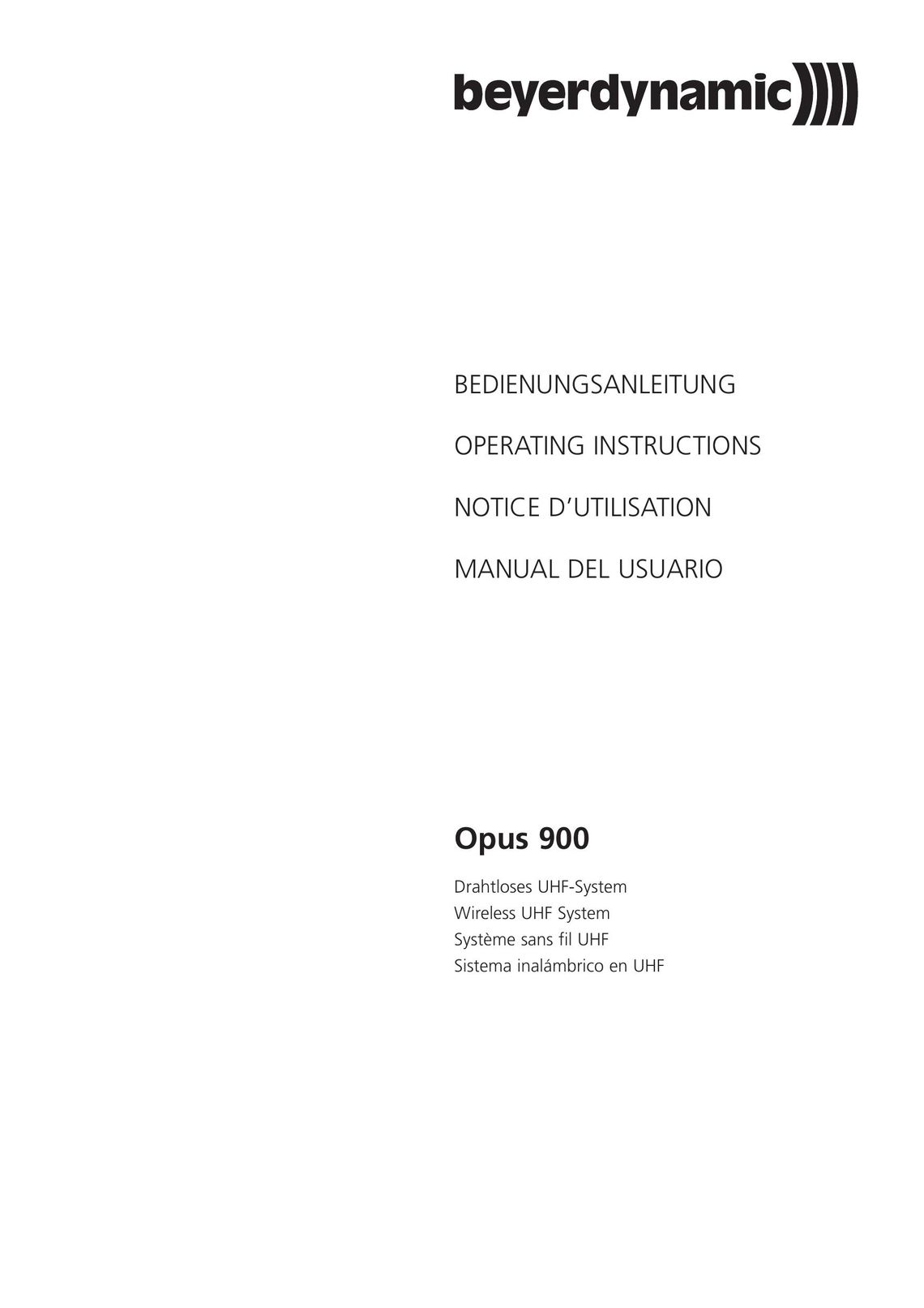 Beyerdynamic Opus 900 Stereo System User Manual