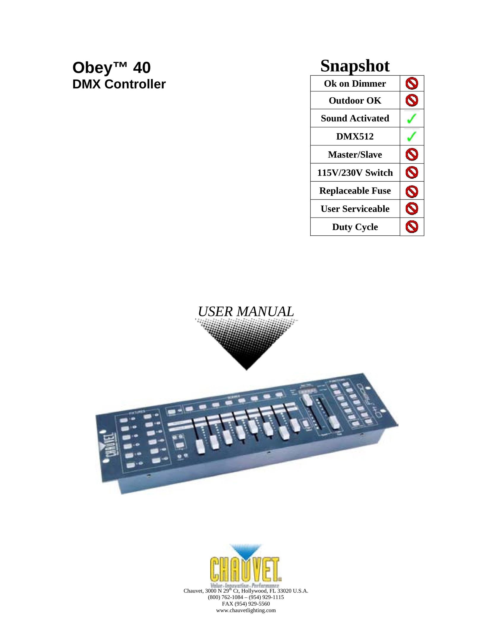 Chauvet DMX512 Stereo System User Manual