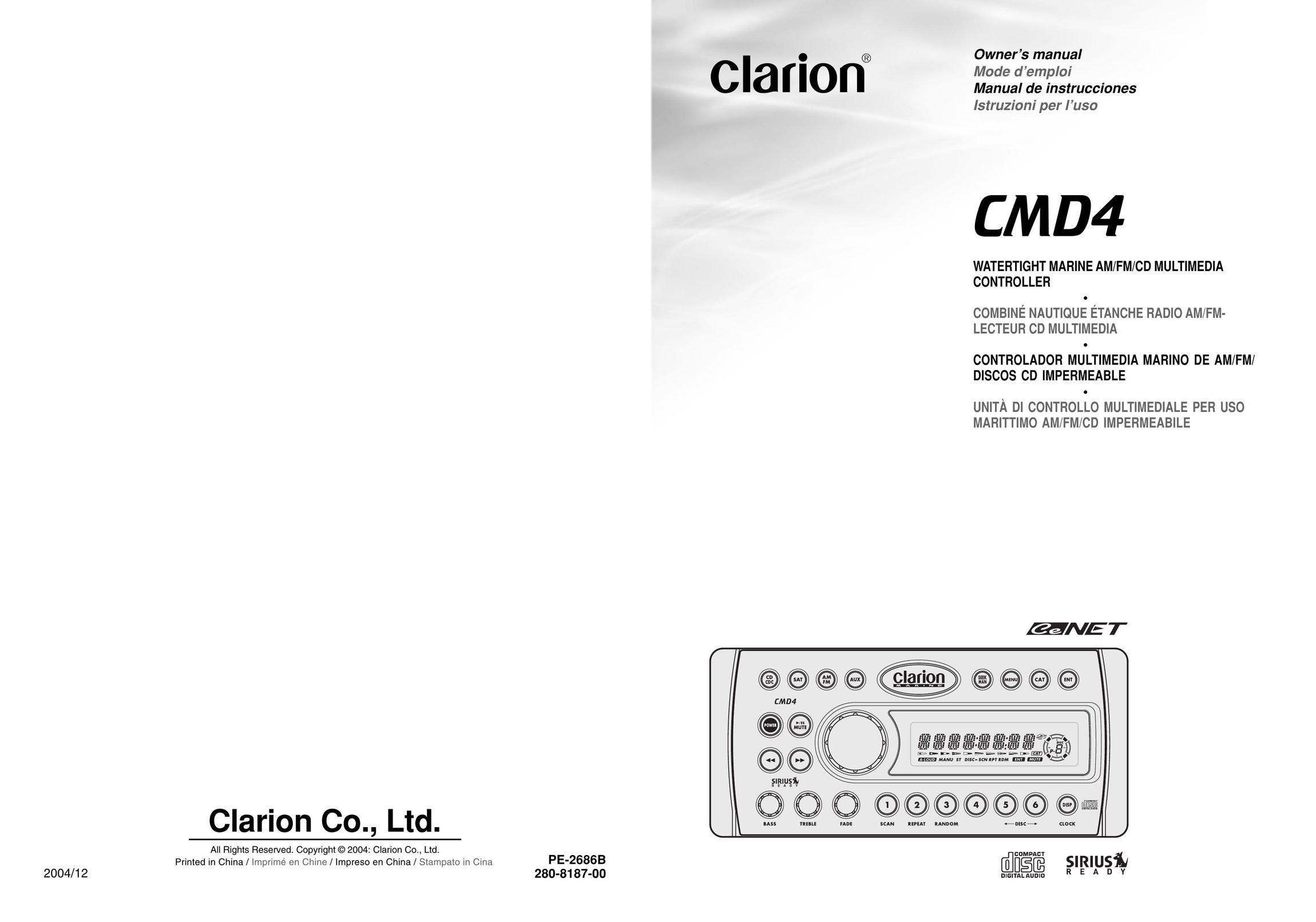 Clarion CMD4 Stereo System User Manual