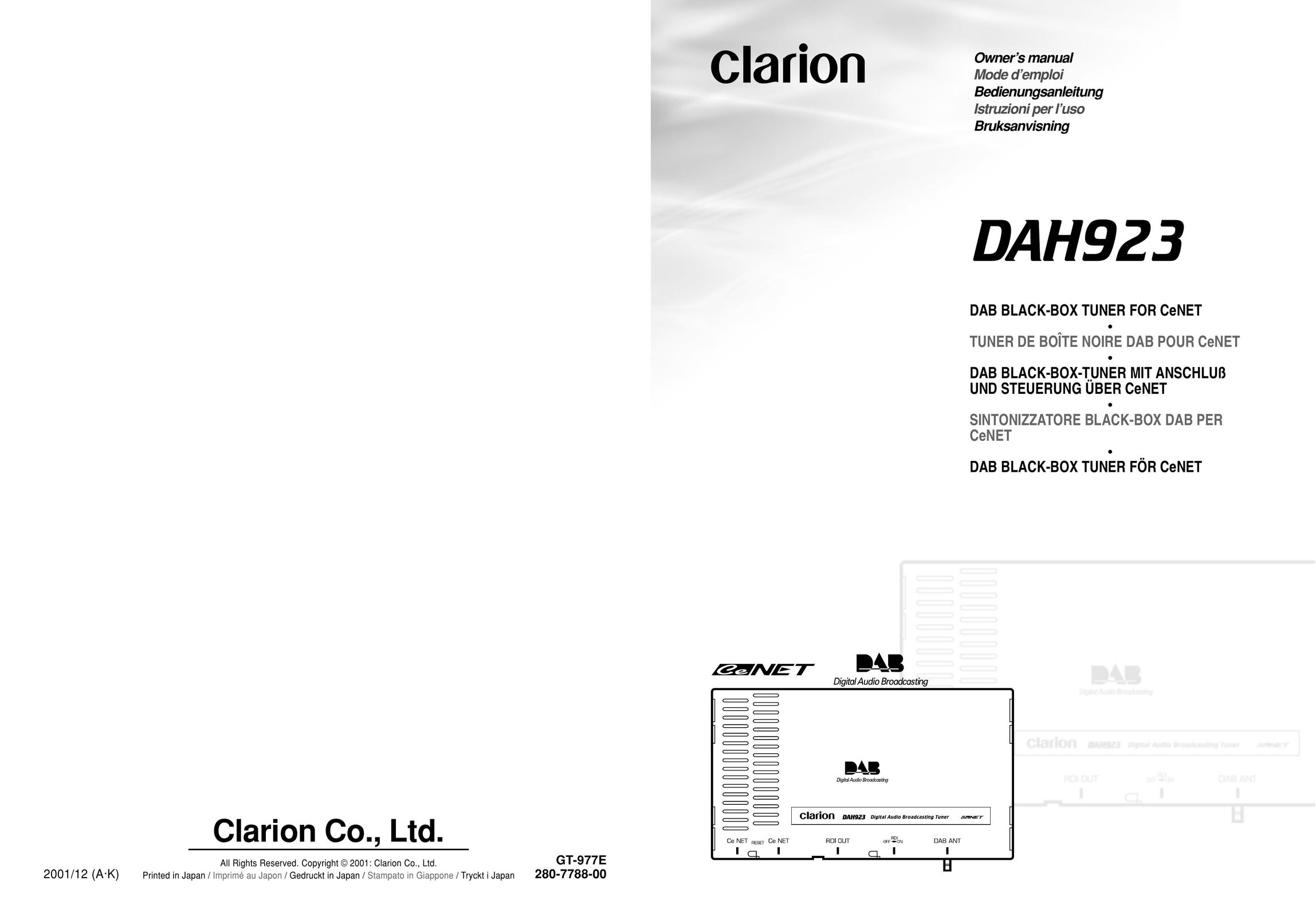 Clarion DAH923 Stereo System User Manual