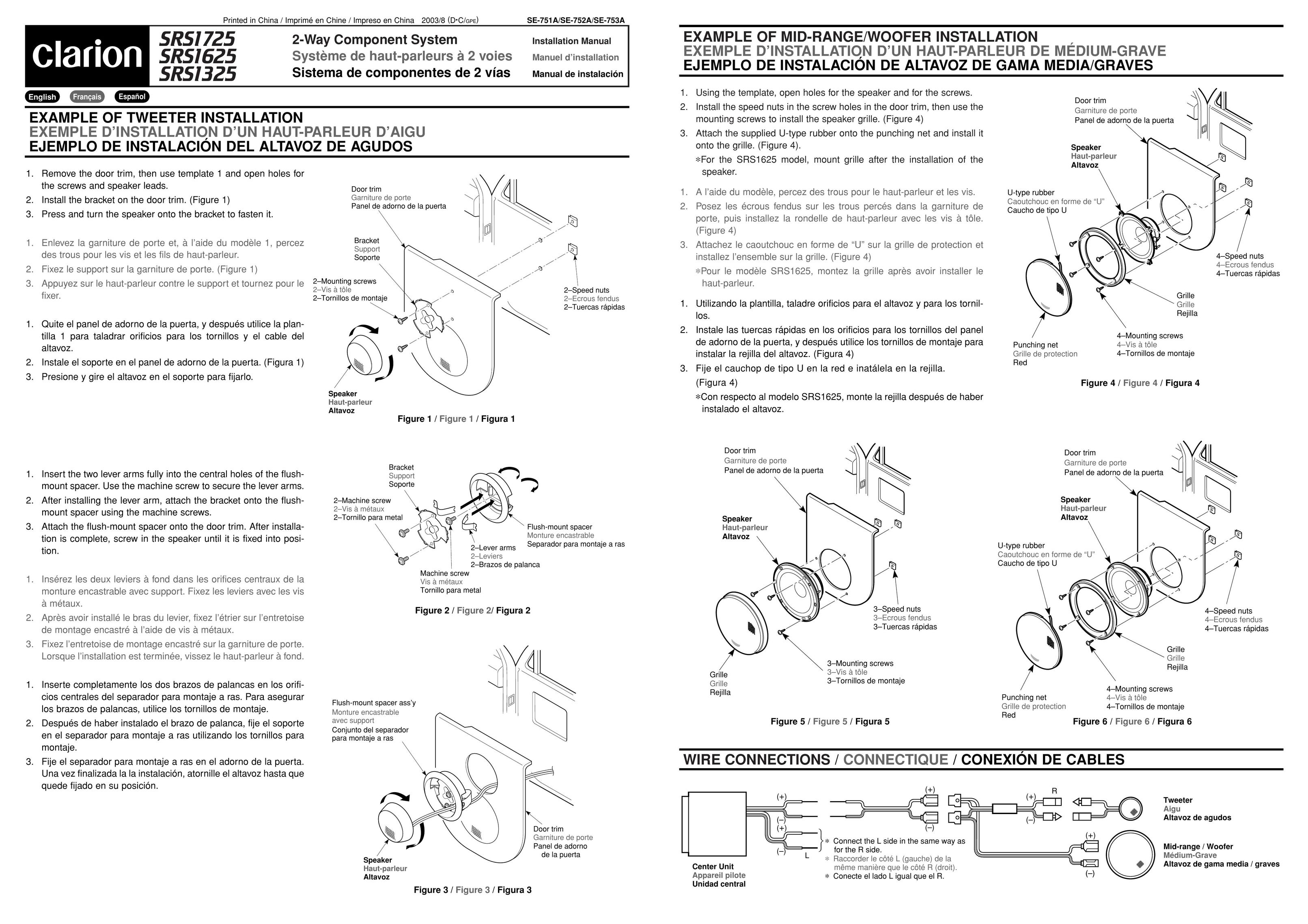Clarion SRS1725 Stereo System User Manual