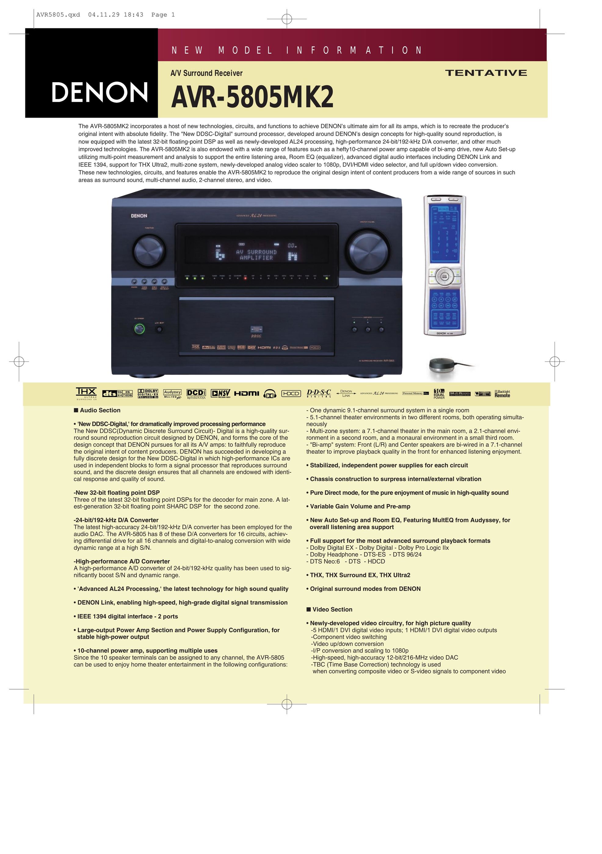 Denon 5805MK2 Stereo System User Manual
