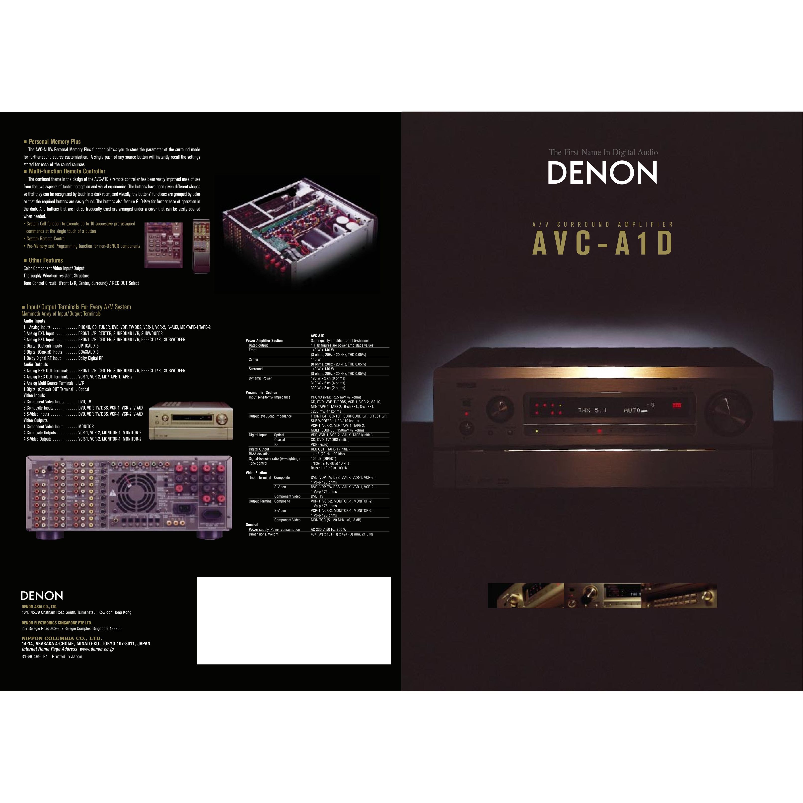 Denon AVC - A 1 D Stereo System User Manual