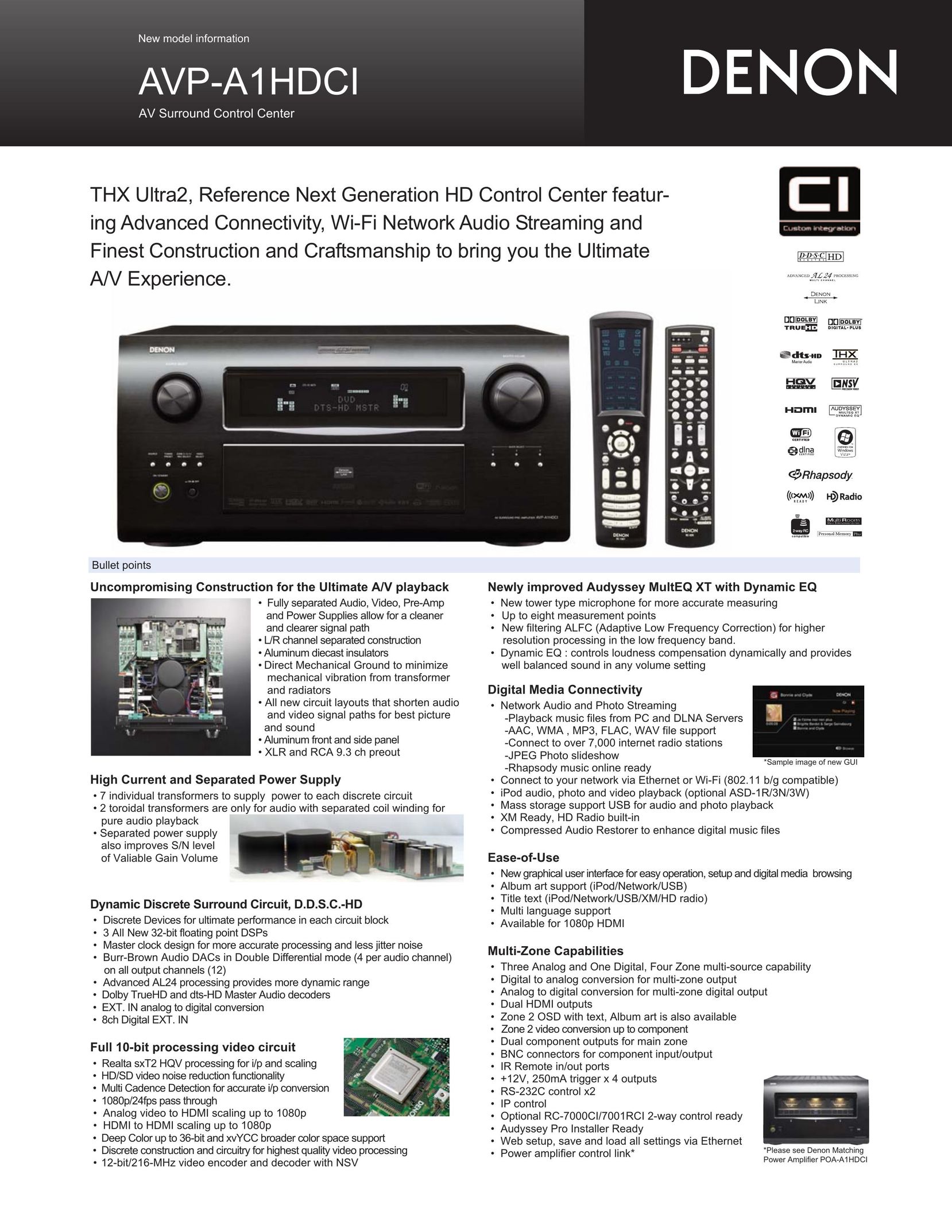 Denon AVP-A1HDCI Stereo System User Manual