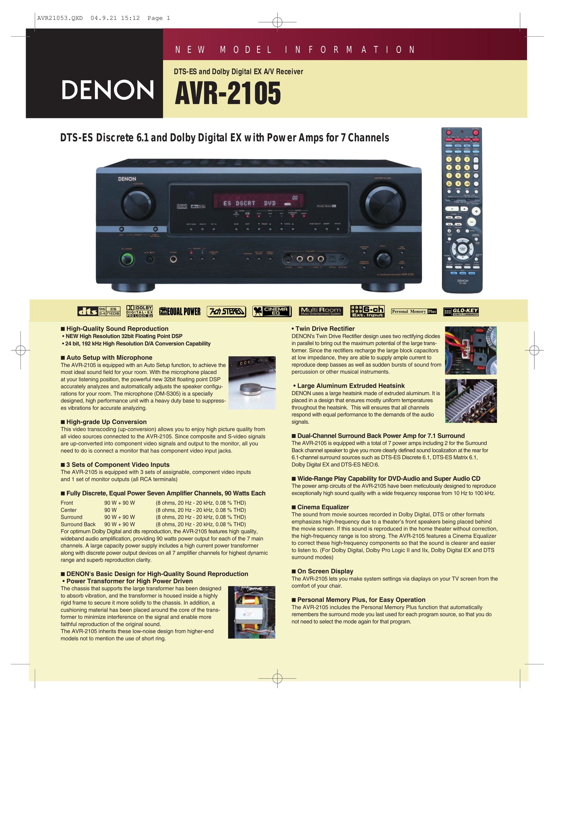Denon AVR-2105 Stereo System User Manual