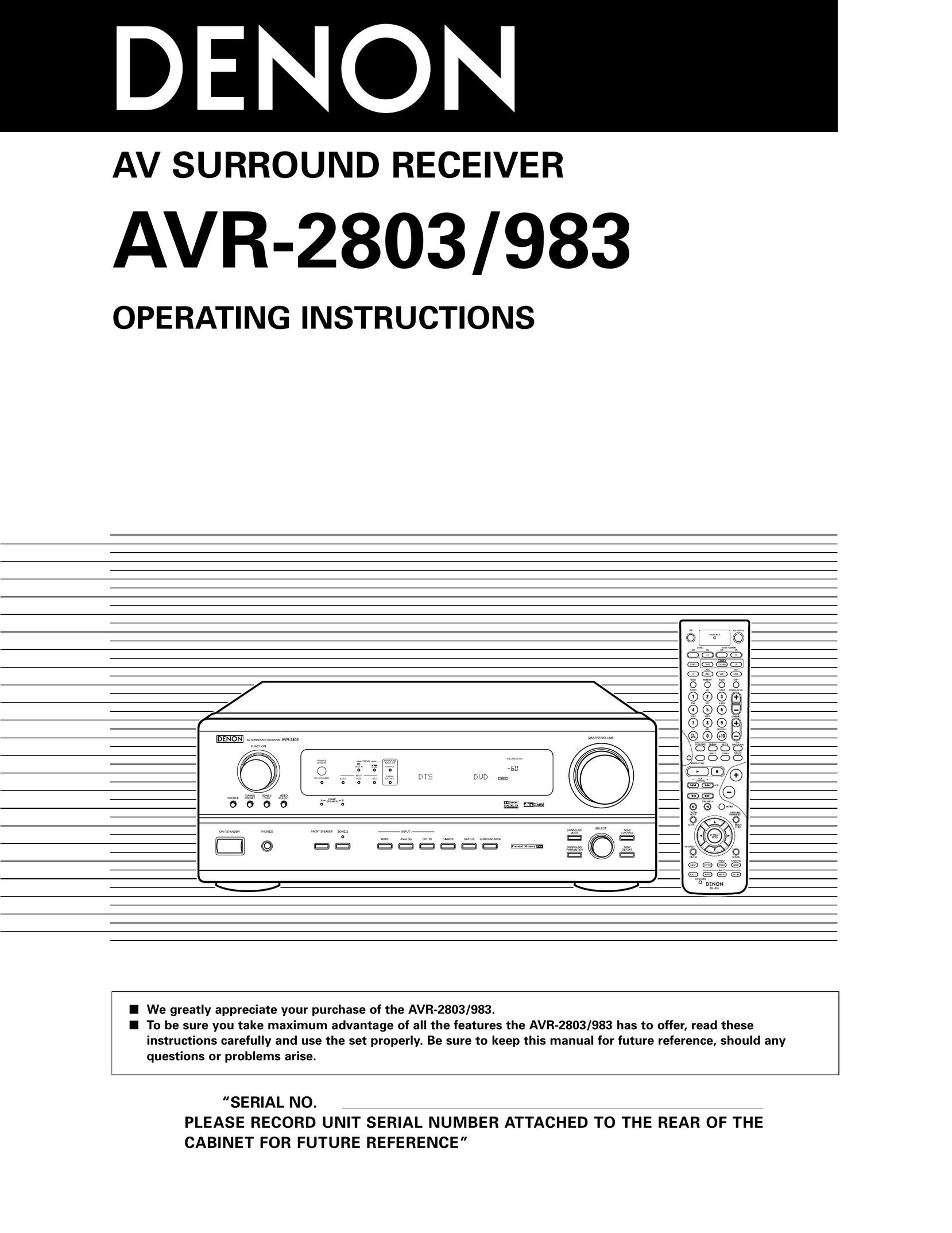 Denon AVR-2803 Stereo System User Manual