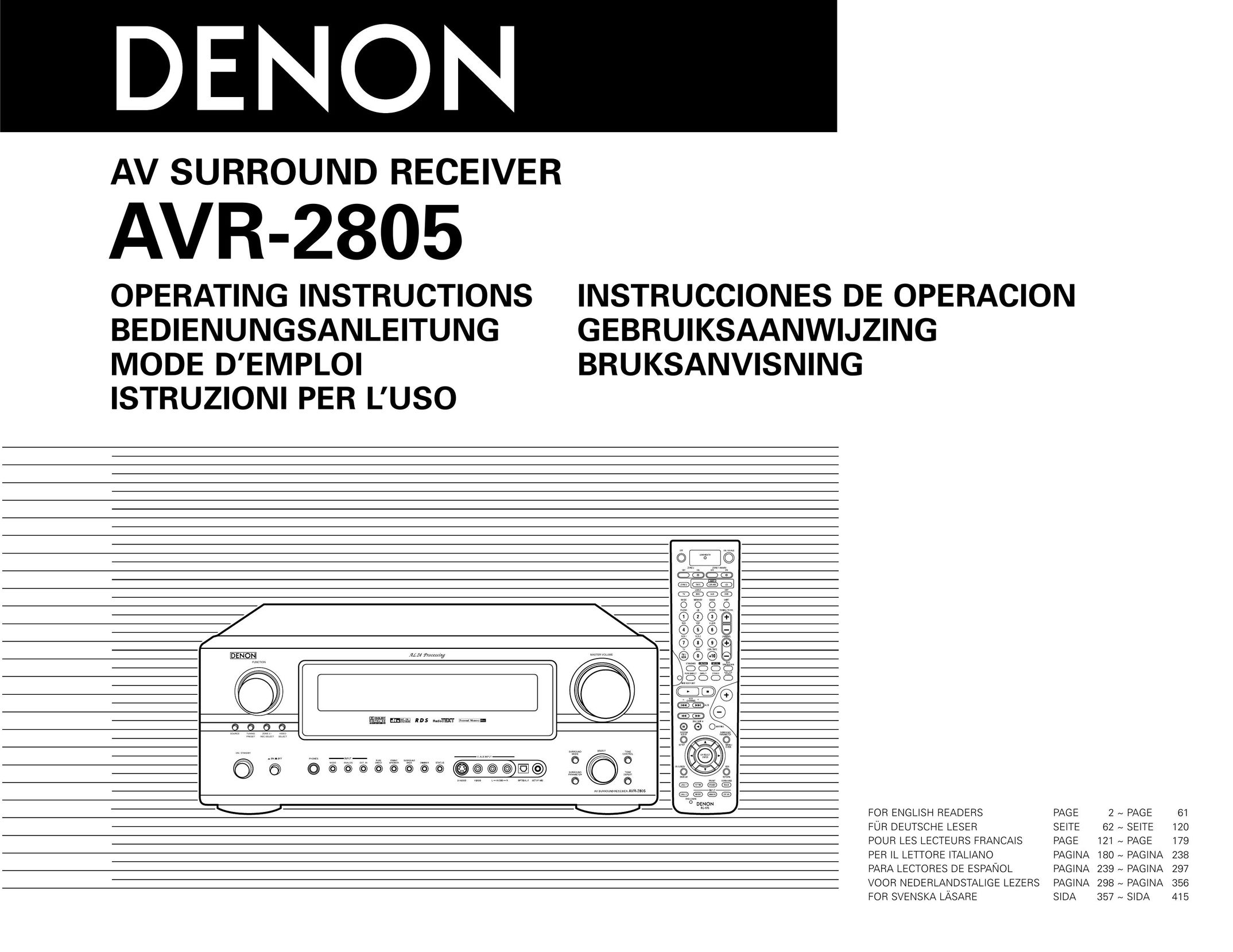Denon AVR-2805 Stereo System User Manual