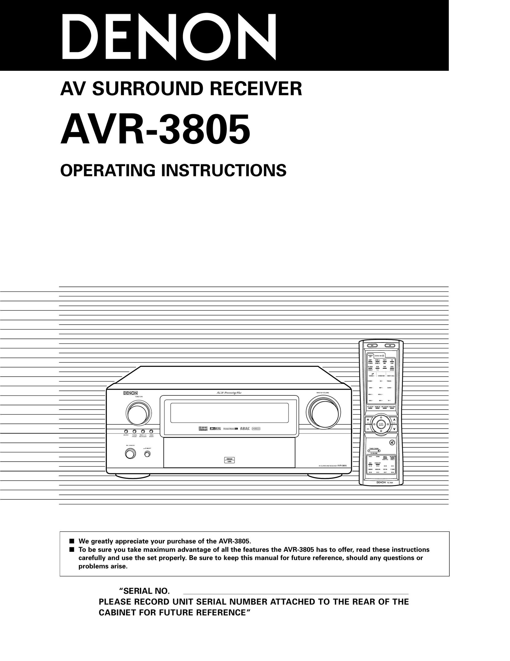 Denon AVR-3805 Stereo System User Manual