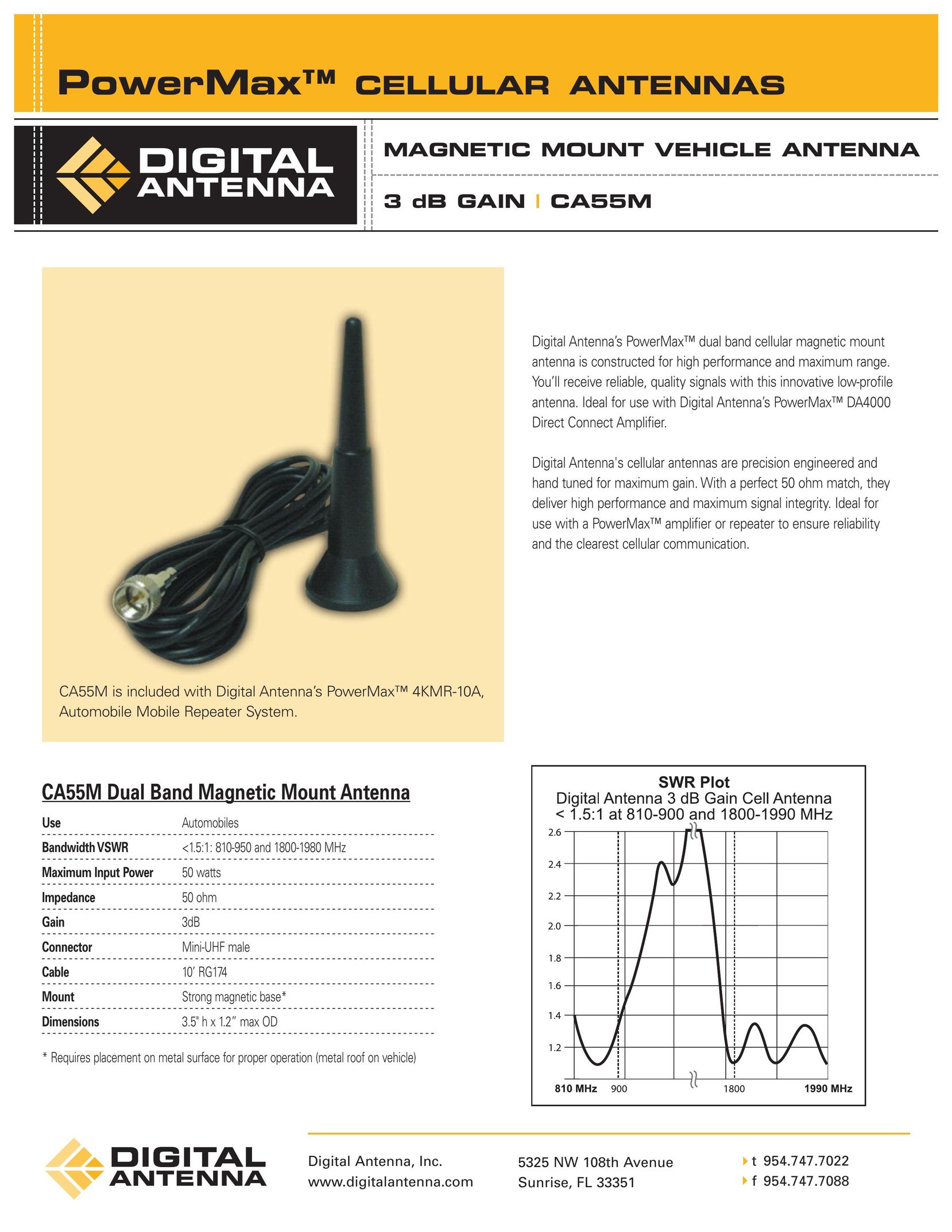 Digital Antenna CA55M Stereo System User Manual