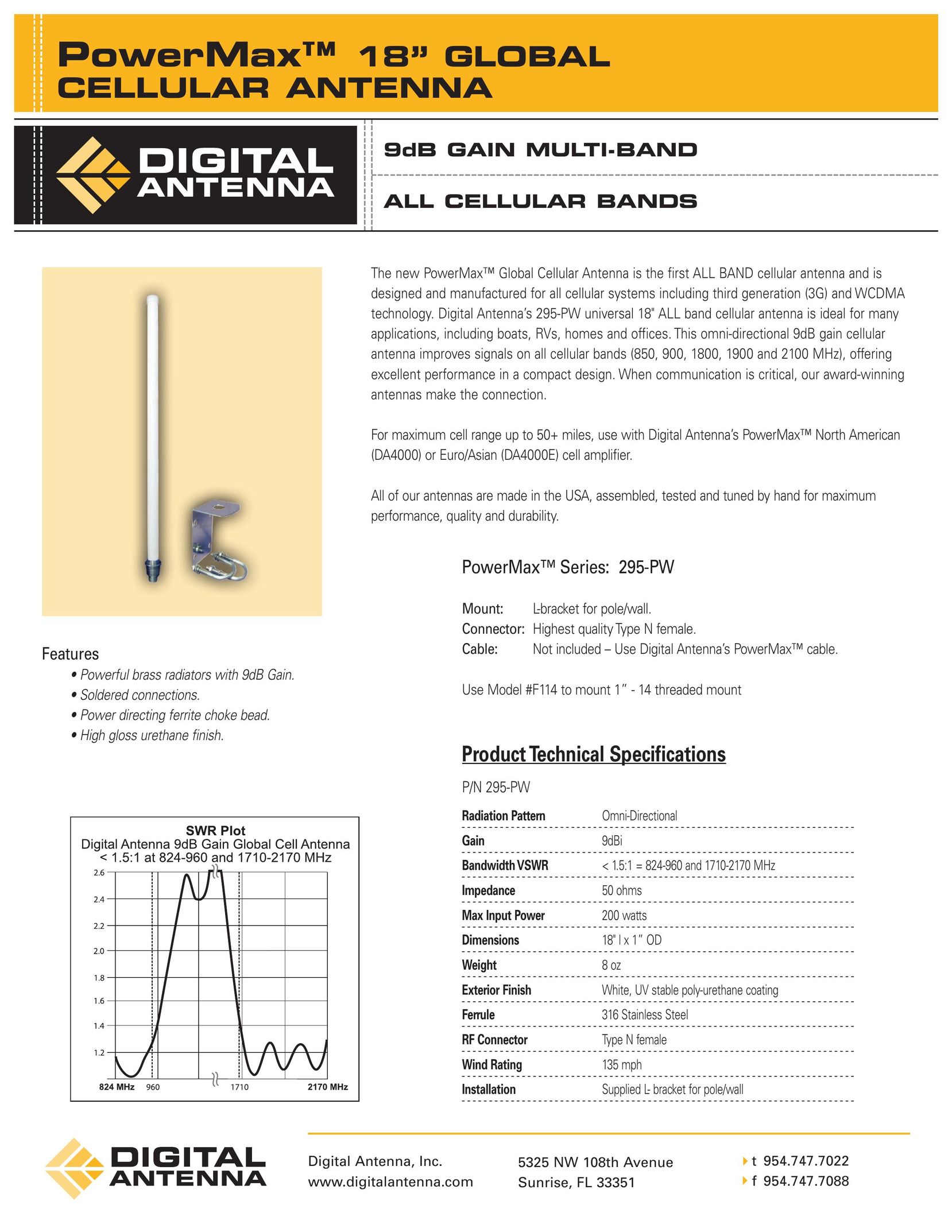 Digital Antenna PowerMaxTM 18" Stereo System User Manual