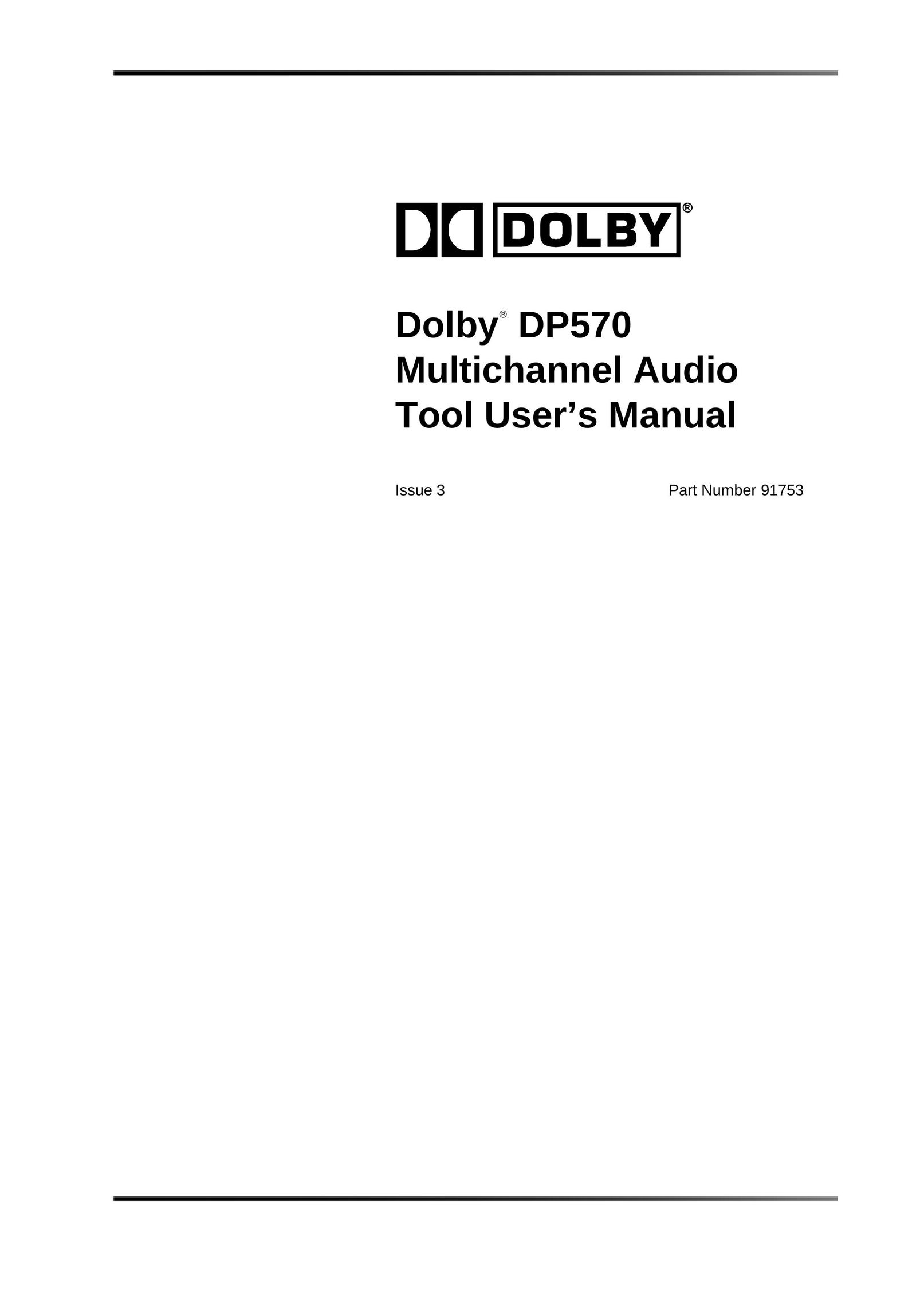 Dolby Laboratories DP570 Stereo System User Manual