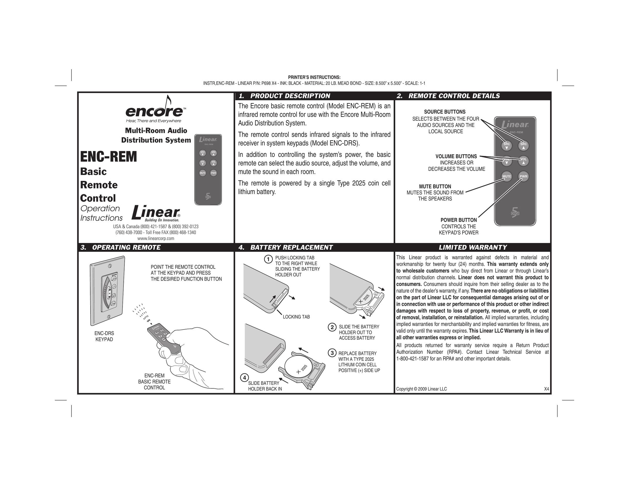 Encore electronic ENC-REM Stereo System User Manual