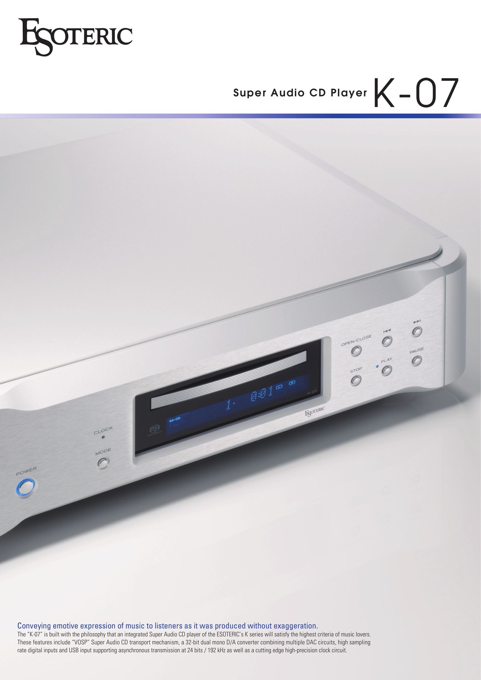 Esoteric K-07 Stereo System User Manual
