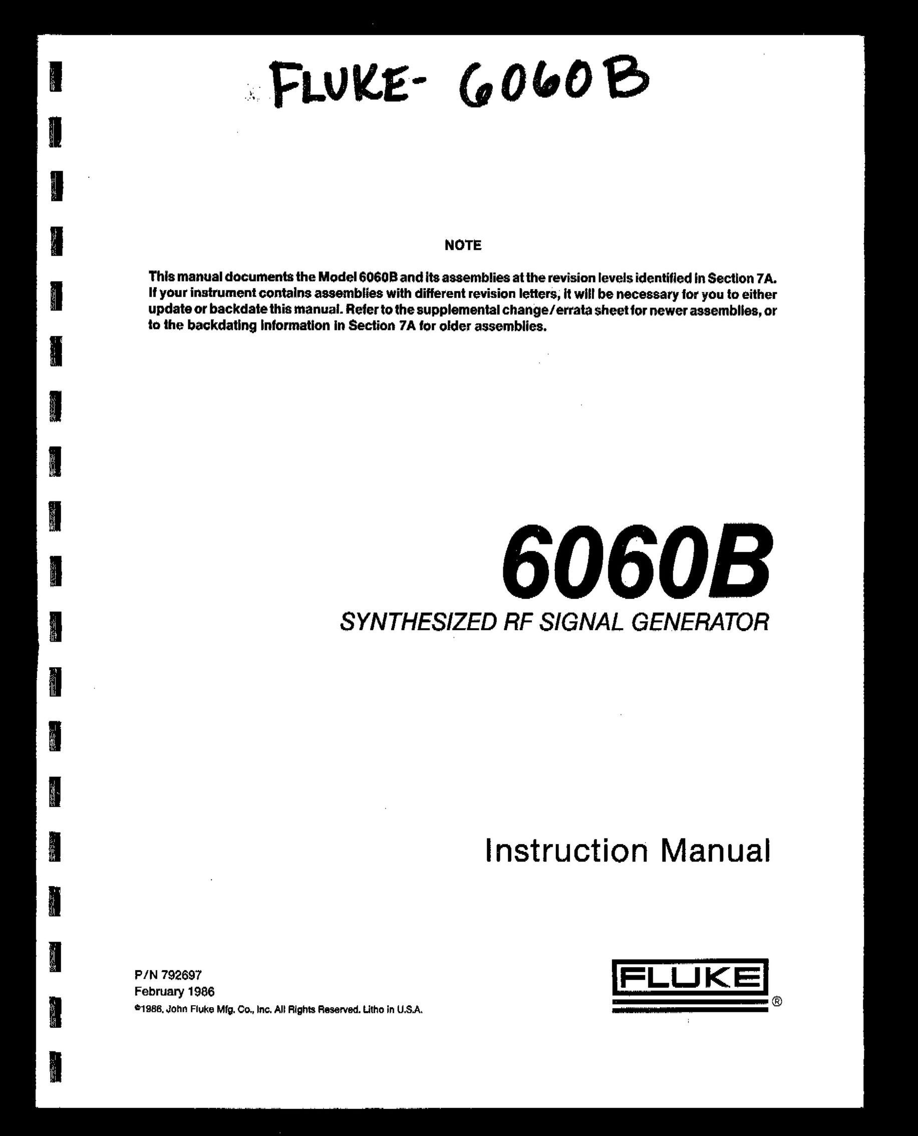 Fluke 6060B Stereo System User Manual