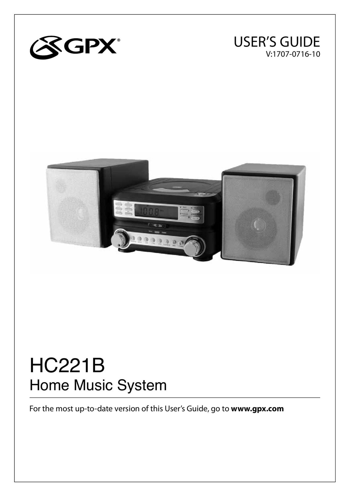 GPX HC221B Stereo System User Manual