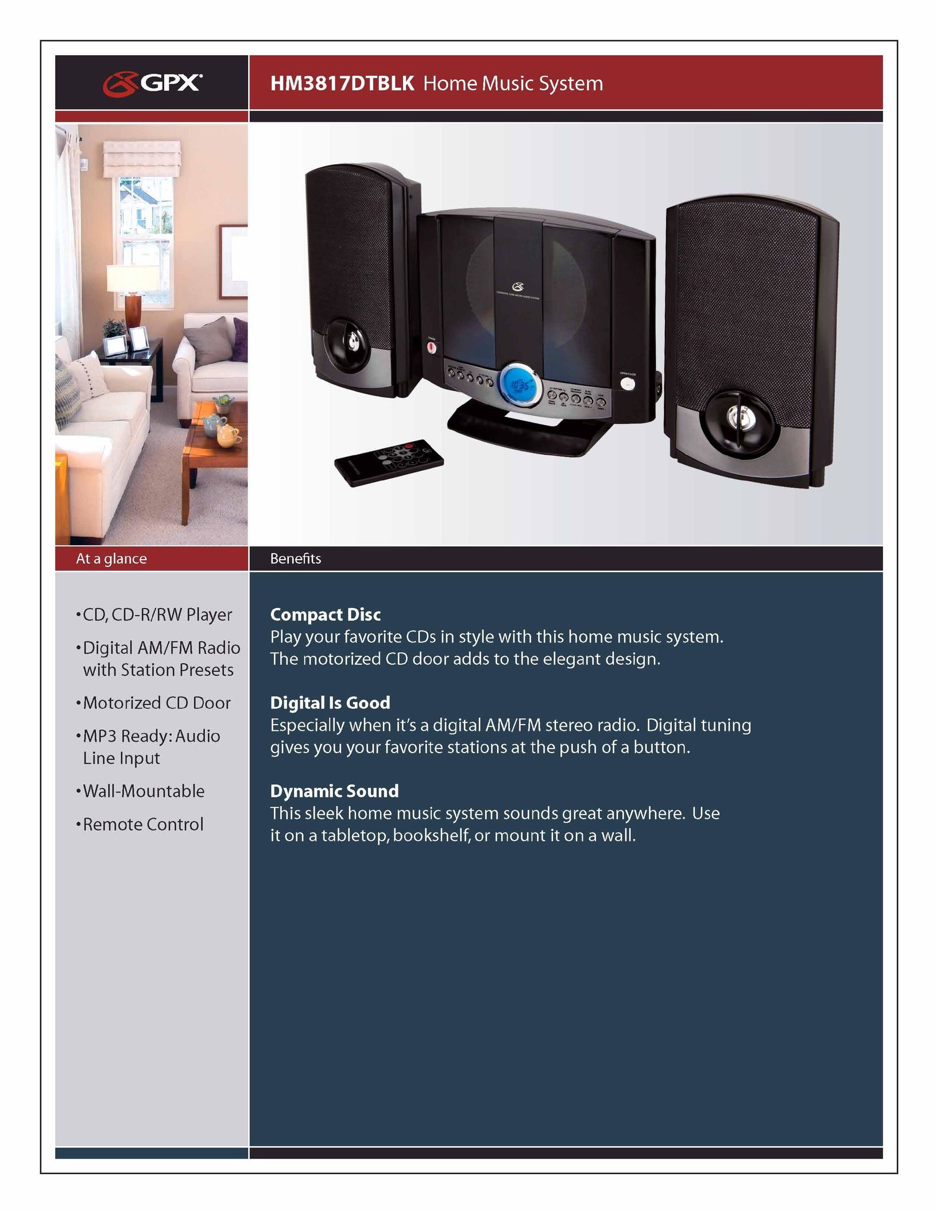GPX HM3817DTBLK Stereo System User Manual