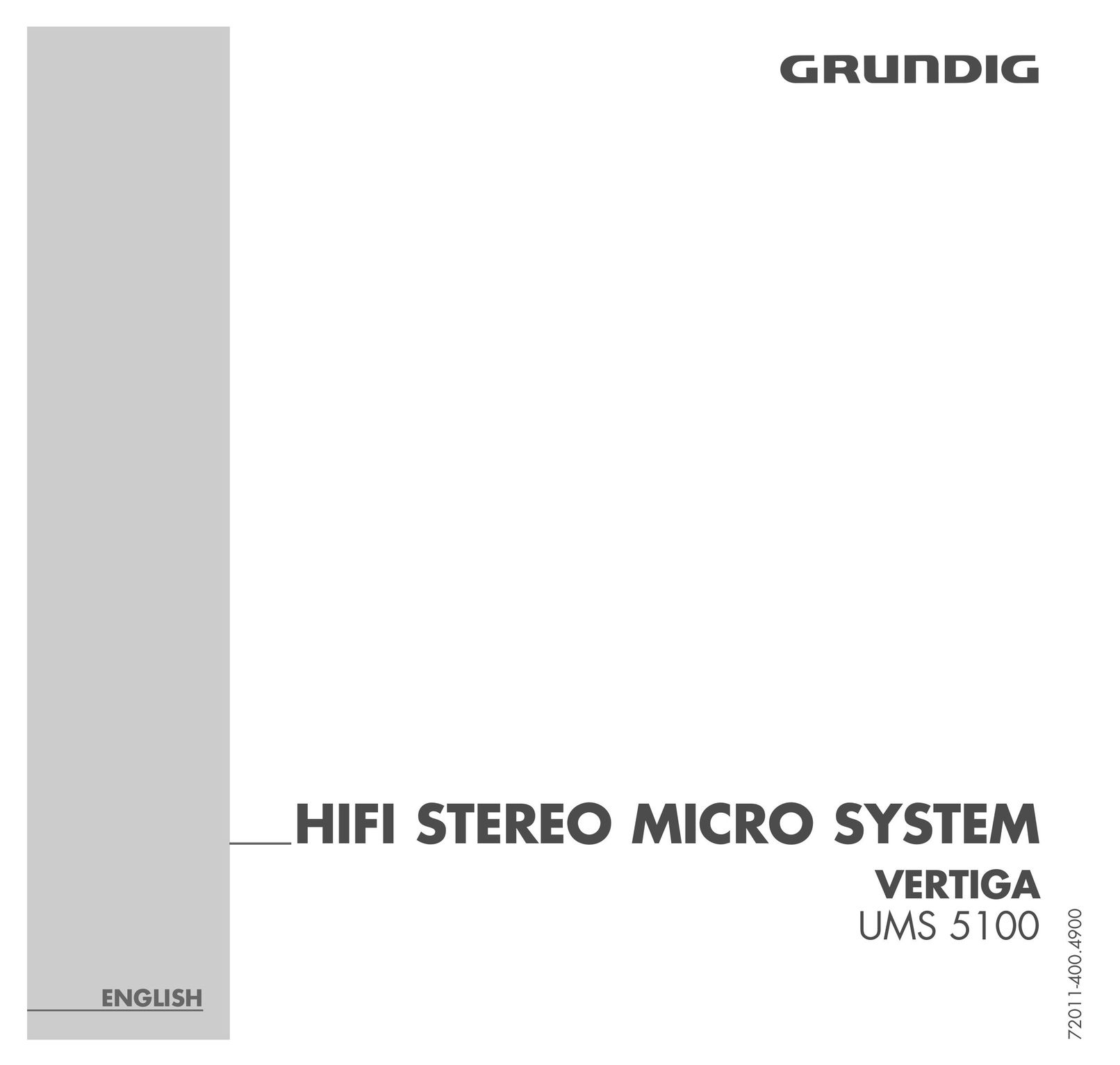 Grundig UMS 5100 Stereo System User Manual
