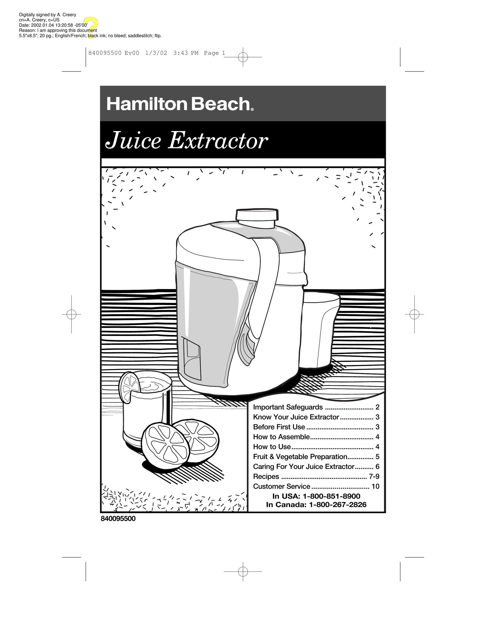 Hamilton Beach 840095500 Stereo System User Manual