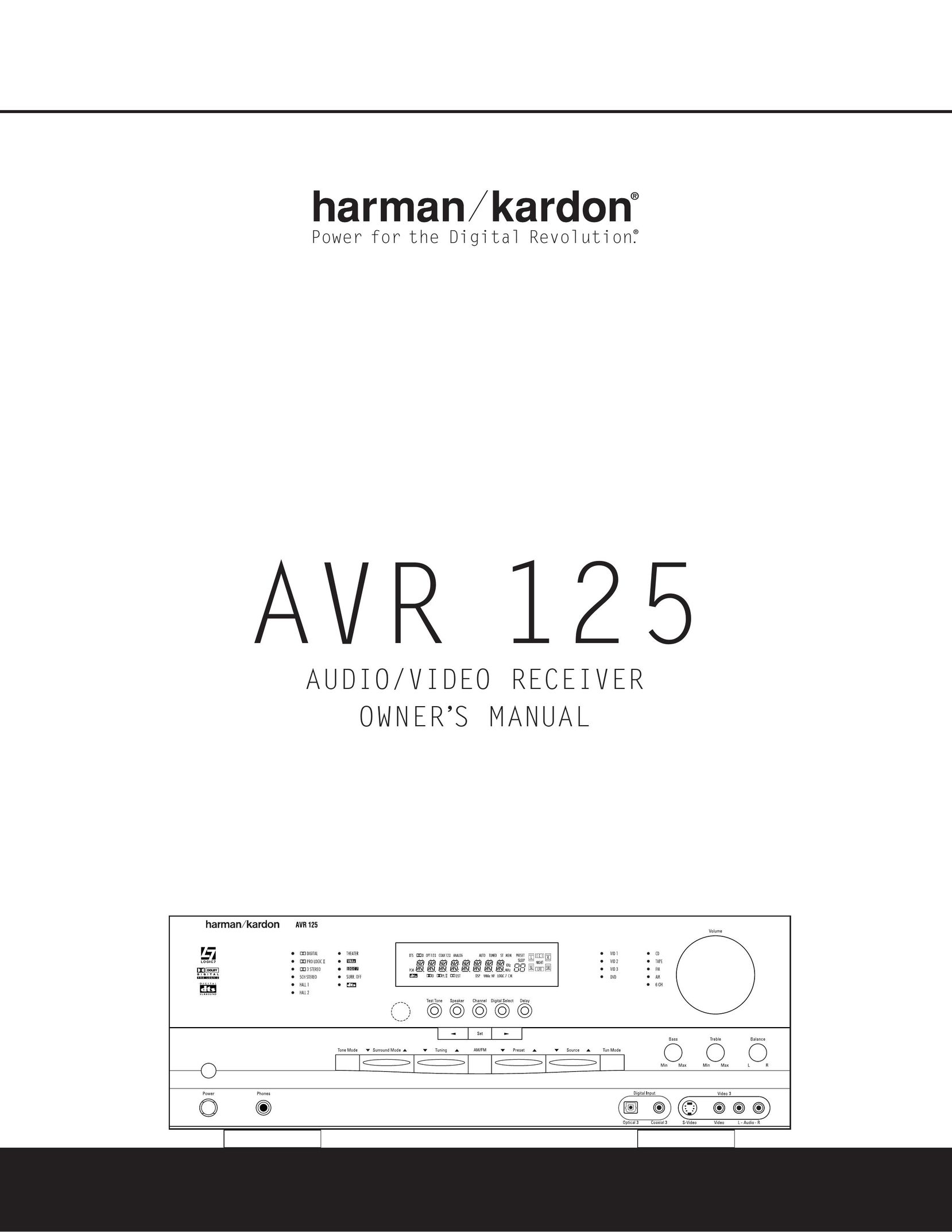 Harman-Kardon AVR 125 Stereo System User Manual