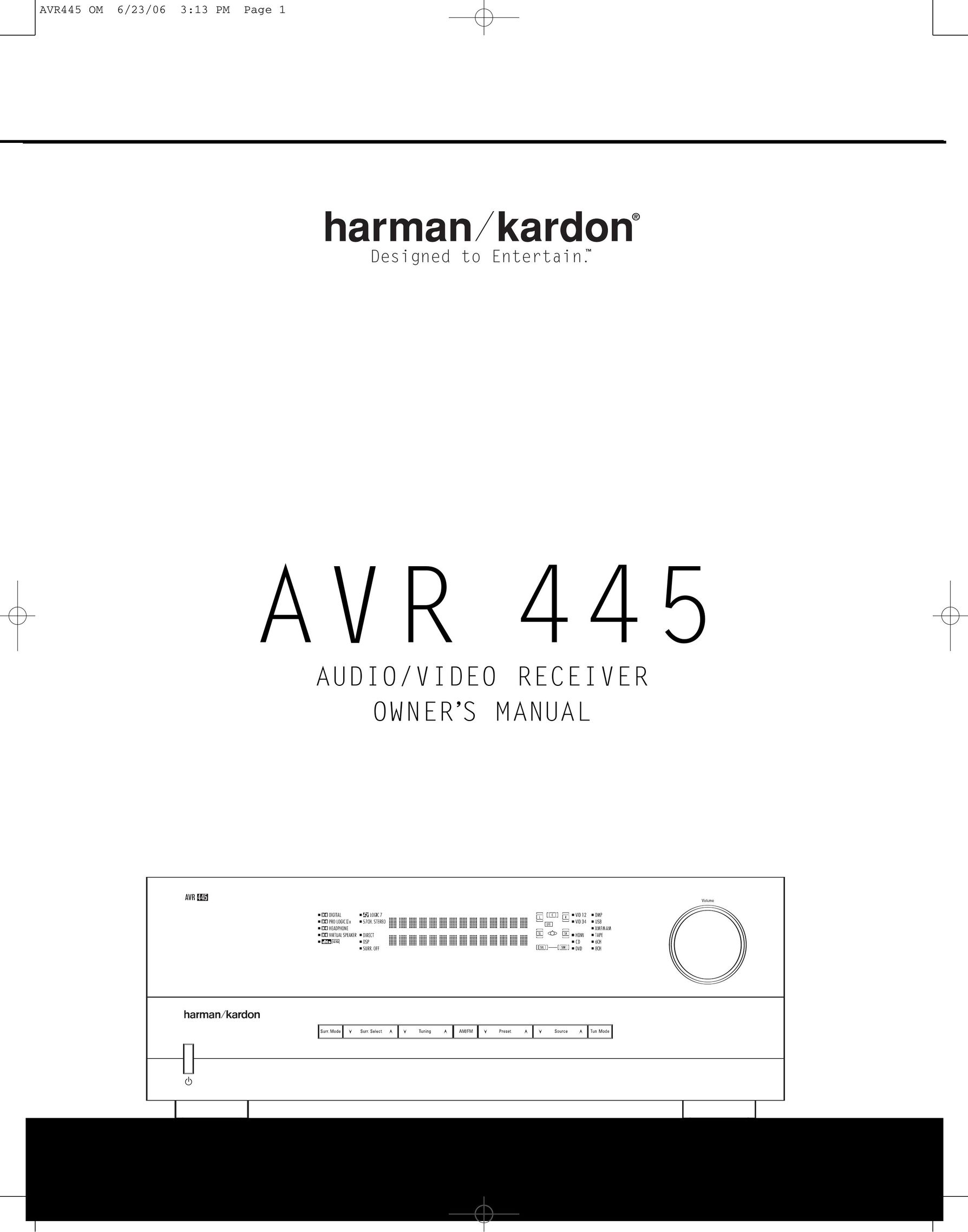 Harman-Kardon AVR 445 Stereo System User Manual