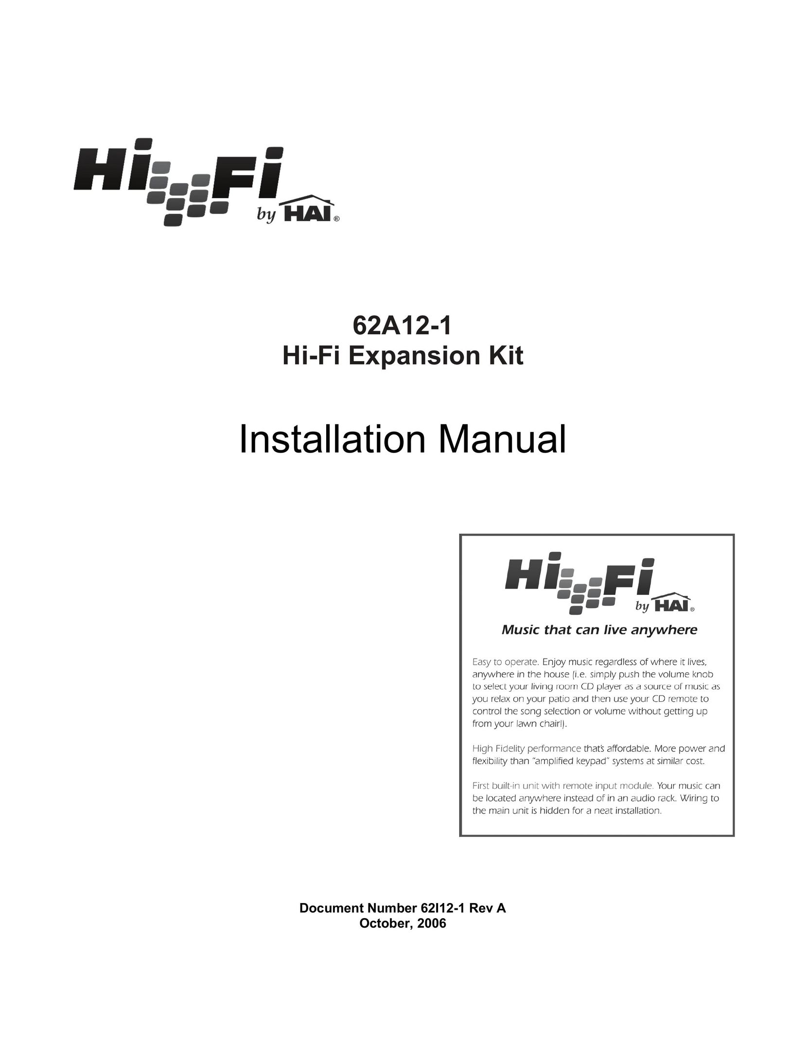 Home Automation 62A12-1 Stereo System User Manual