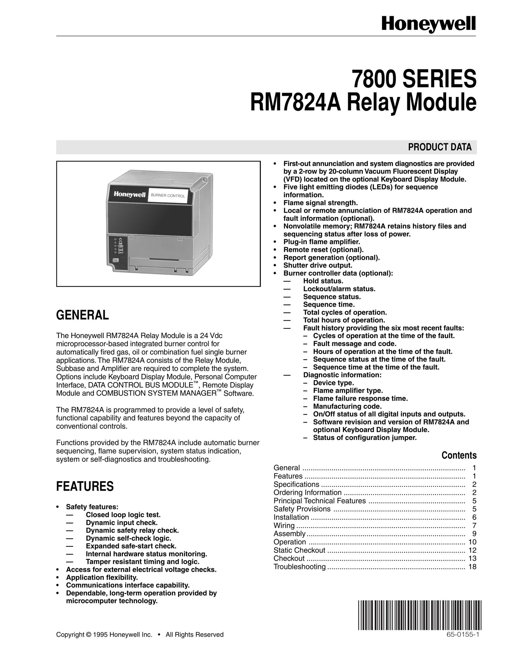 Honeywell RM7824A Stereo System User Manual