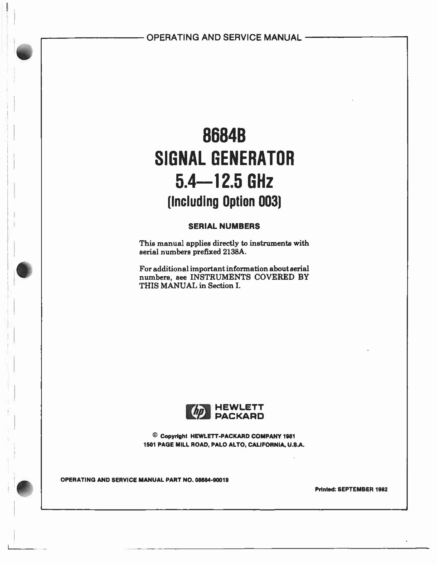 HP (Hewlett-Packard) 2138A Stereo System User Manual