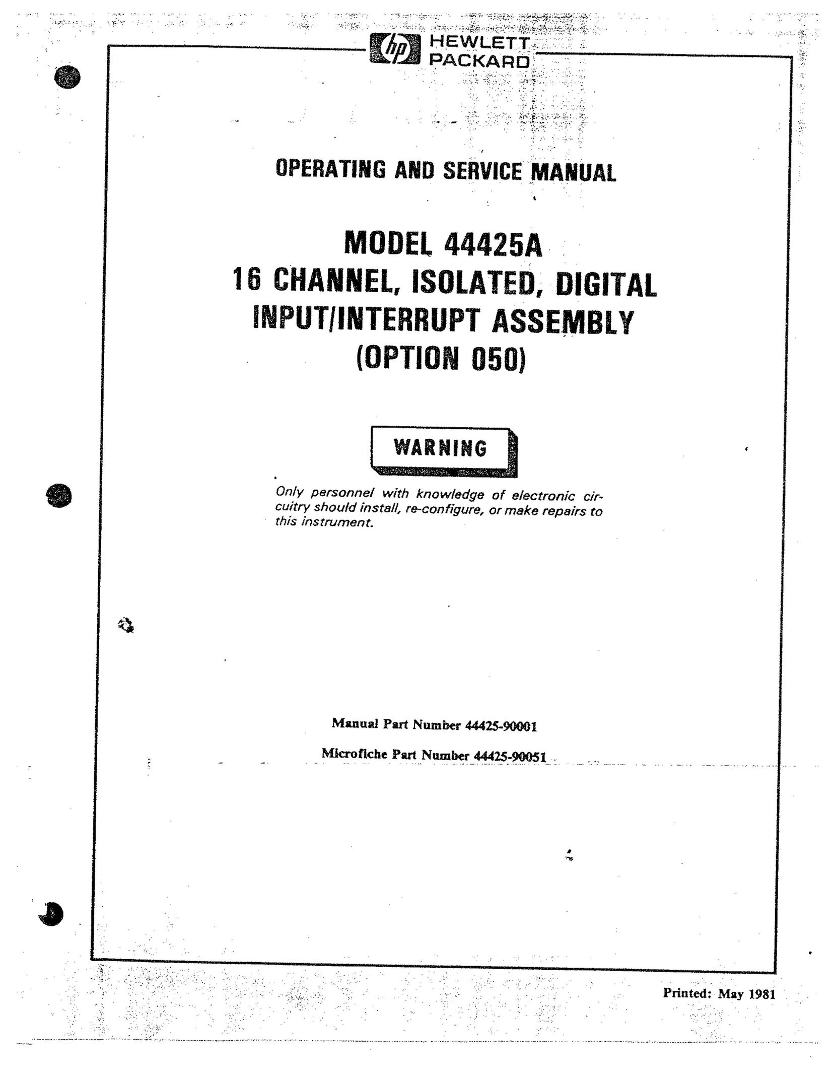 HP (Hewlett-Packard) 44425A Stereo System User Manual