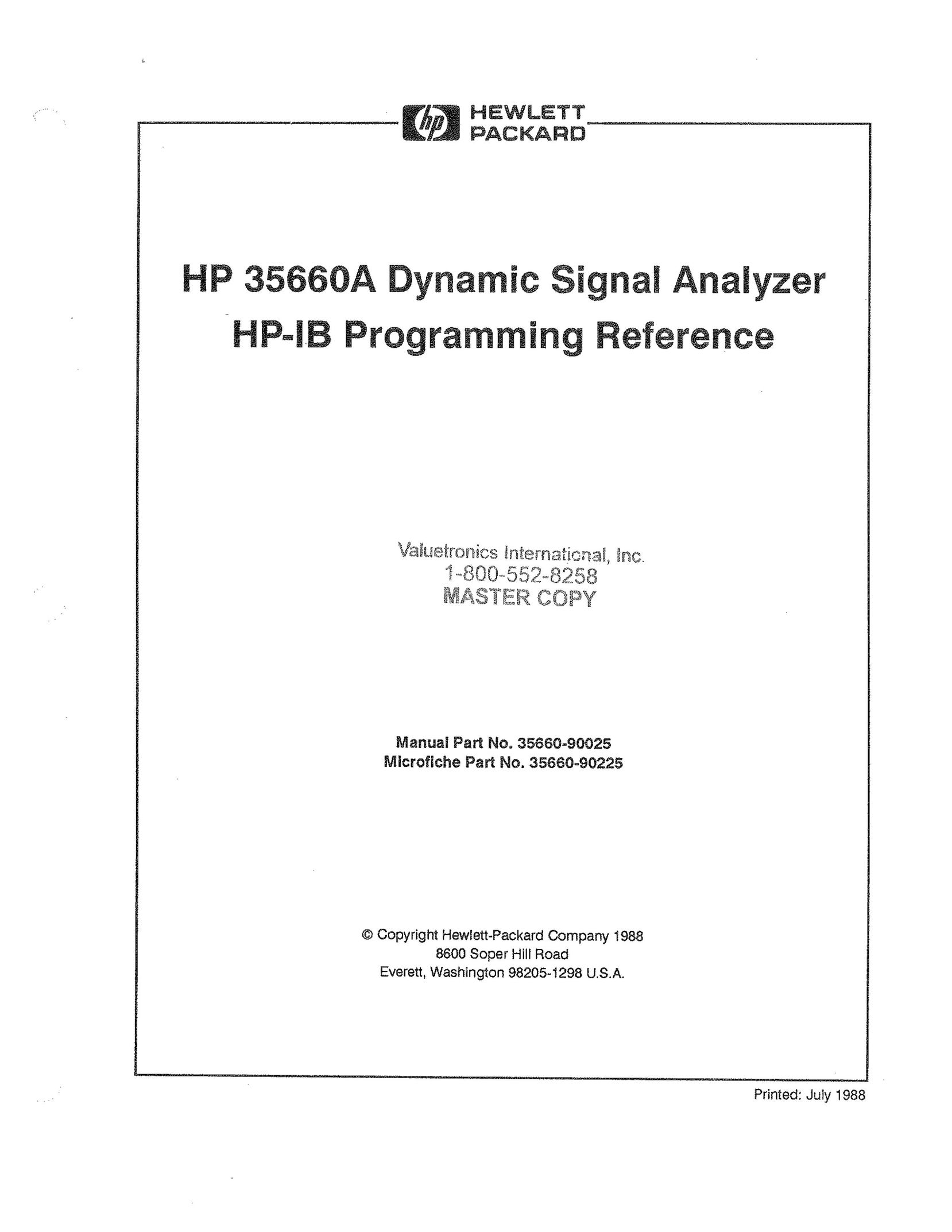 HP (Hewlett-Packard) HP 35660A Stereo System User Manual
