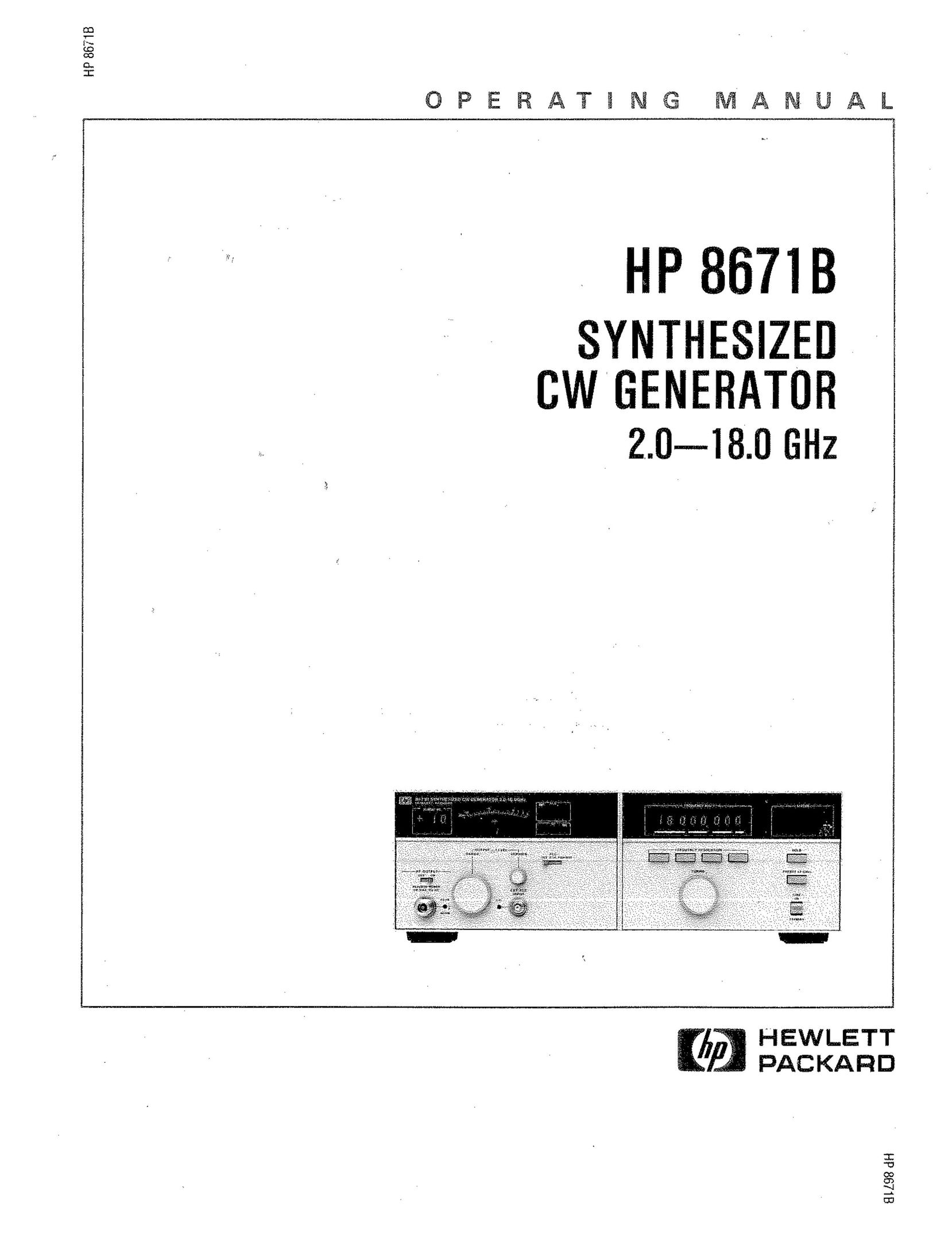 HP (Hewlett-Packard) HP 8671B Stereo System User Manual